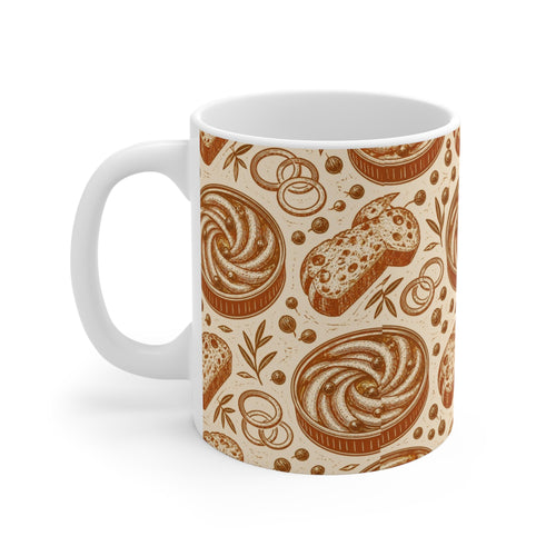 Anchovies & Capers 11oz Ceramic Mug Mediterranean Kitchen Linocut Design Italian Cottagecore Gift