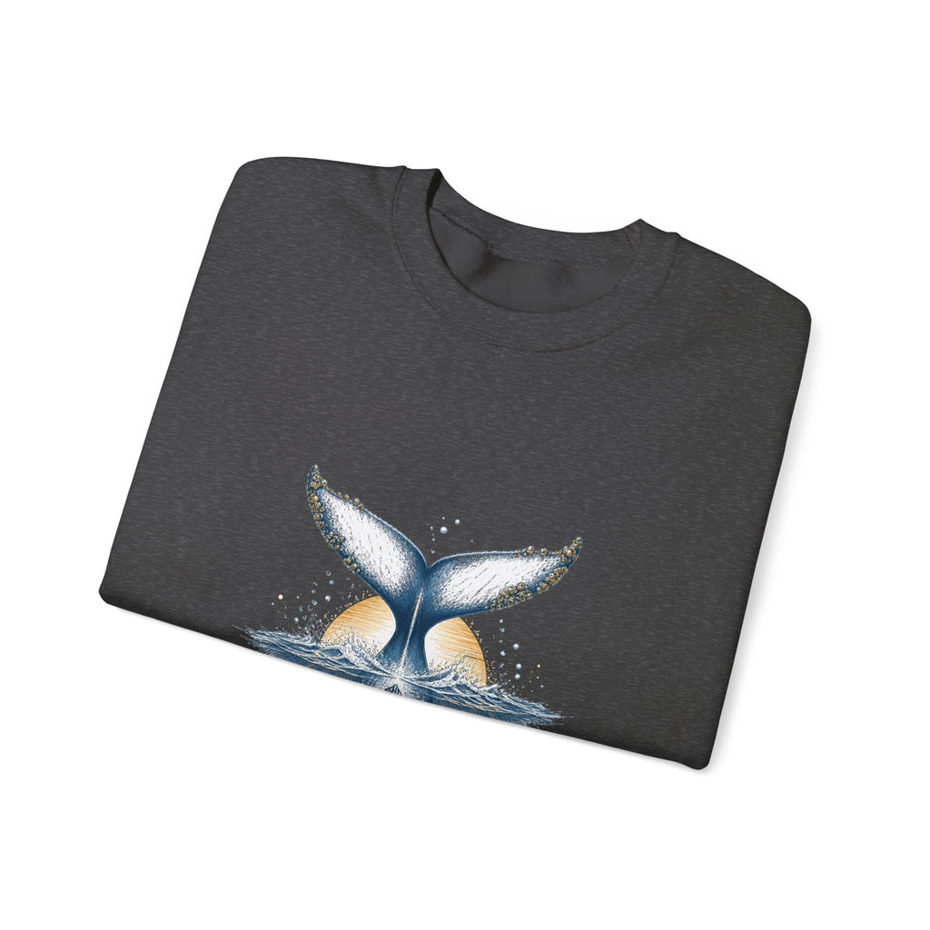 Matching Couple Sweatshirt - Eagle & Whale Matching Couple Premium Fleece Sweatshirt Hand-Drawn Art His Hers Anniversary Gift - Design B