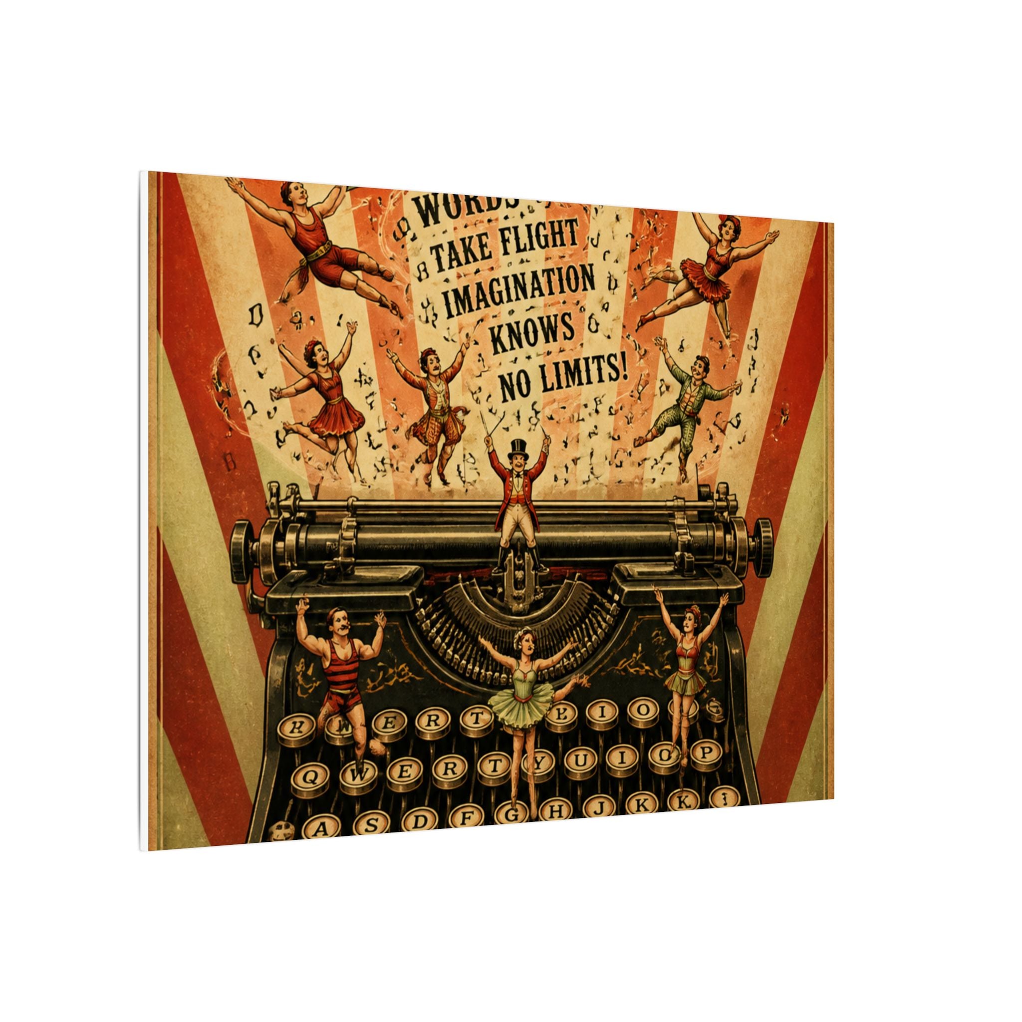 Typewriter Flying Letters Wall Art Canvas 16×20 Vintage Circus Kitchen Decor Maximalist Print