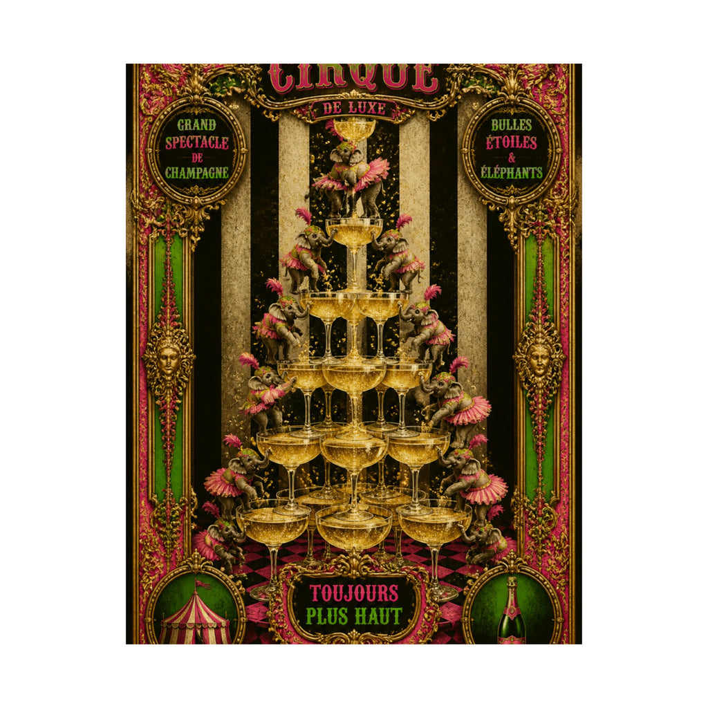 Champagne Tower Elephants Wall Art Poster 18×24 Baroque Home Office Decor Maximalist Print