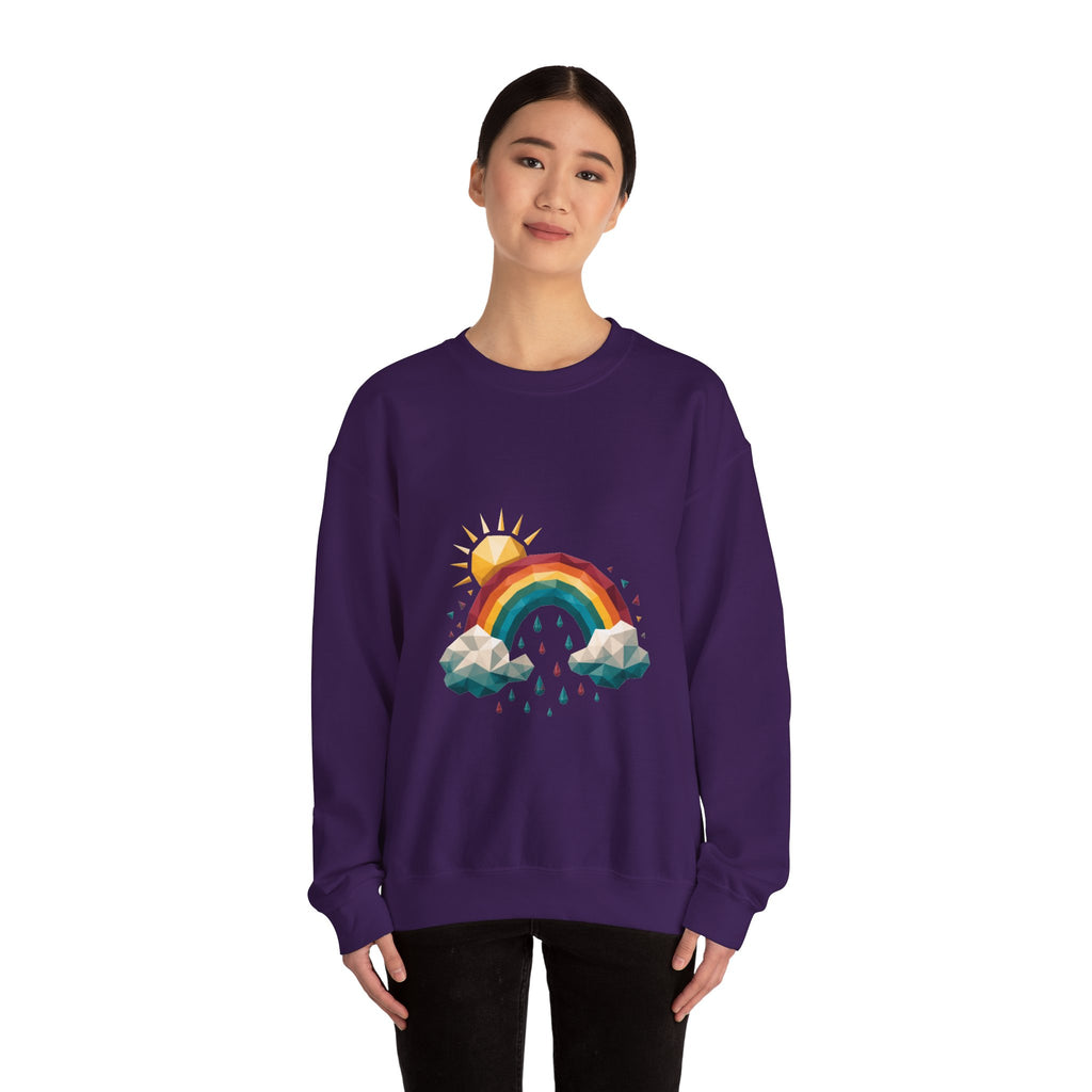 Matching Couple Sweatshirt - Storm & Rainbow Matching Couple Crewneck Sweatshirt Geometric Art His Hers Couple Gift - Design B