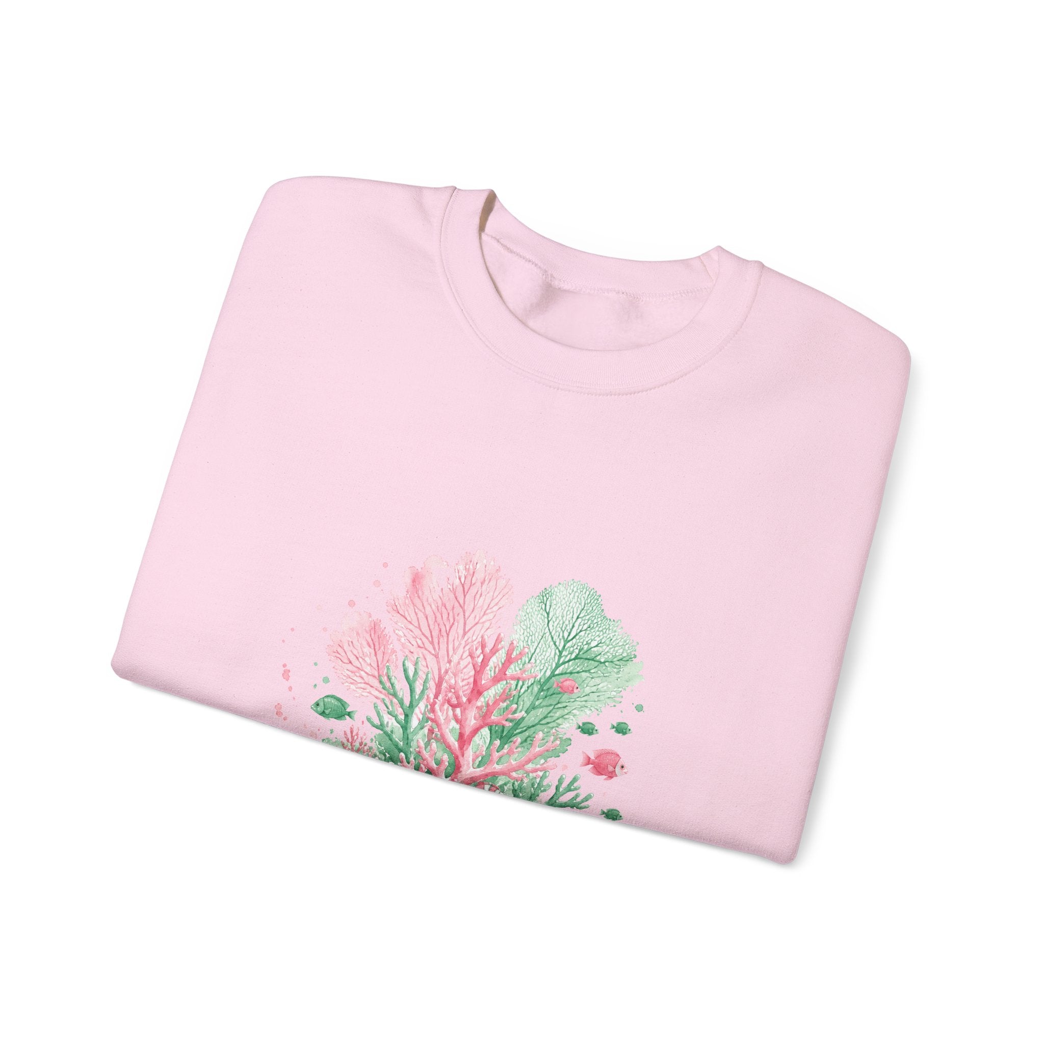 Matching Couple Sweatshirt - Coral Reef & Deep Sea Matching Couple Crewneck Sweatshirt Watercolor Art His Hers Engagement Gift - Design A
