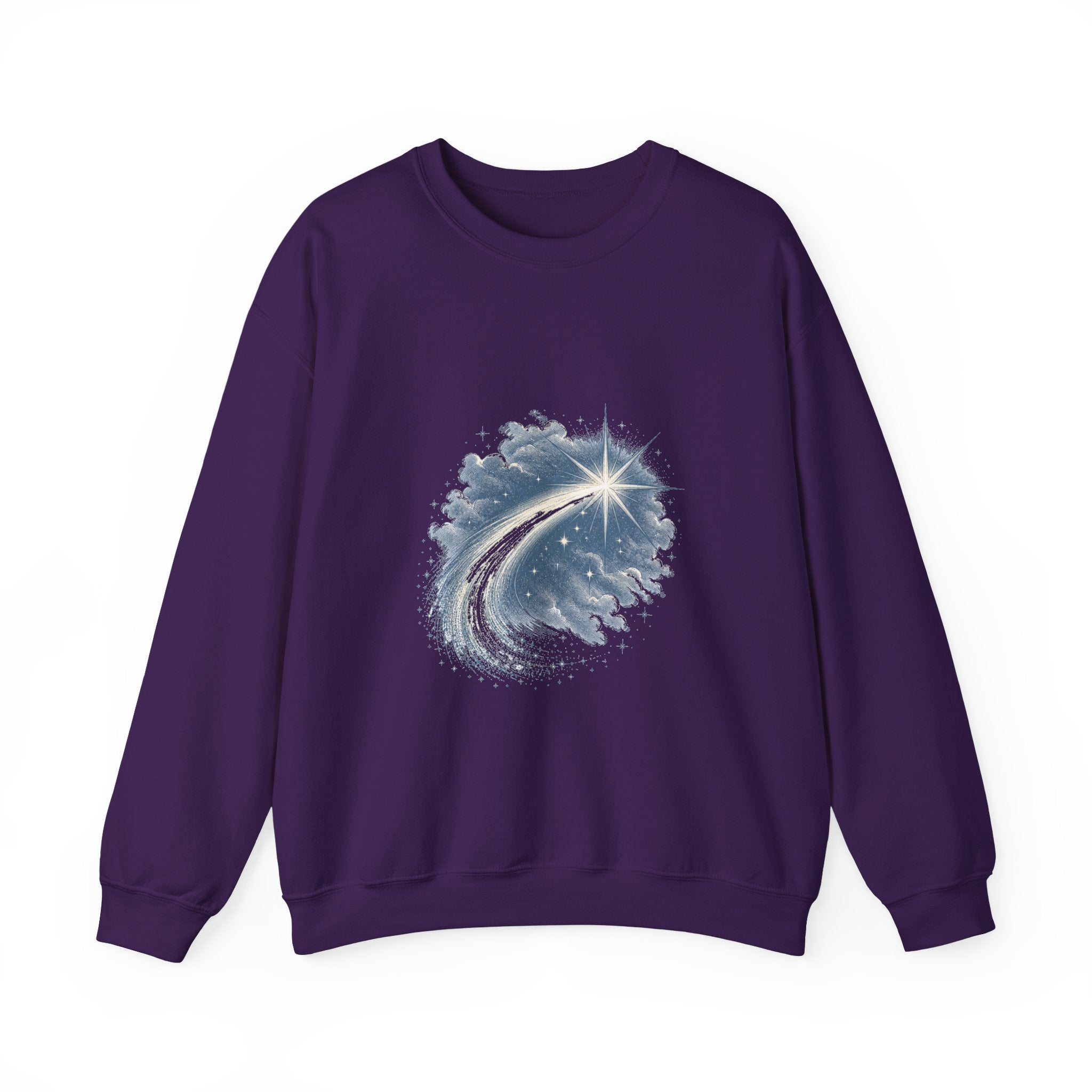 Matching Couple Sweatshirt - Shooting Star & North Star Matching Couple Crewneck Sweatshirt Vintage Art His Hers Wedding Gift - Design A