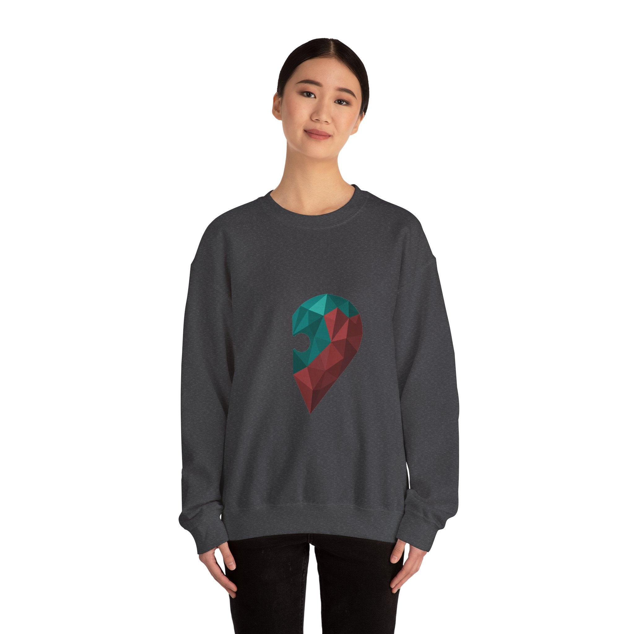 Matching Couple Sweatshirt - Puzzle Pieces Matching Couple Premium Fleece Sweatshirt Geometric Art His Hers Love Gift - Design B