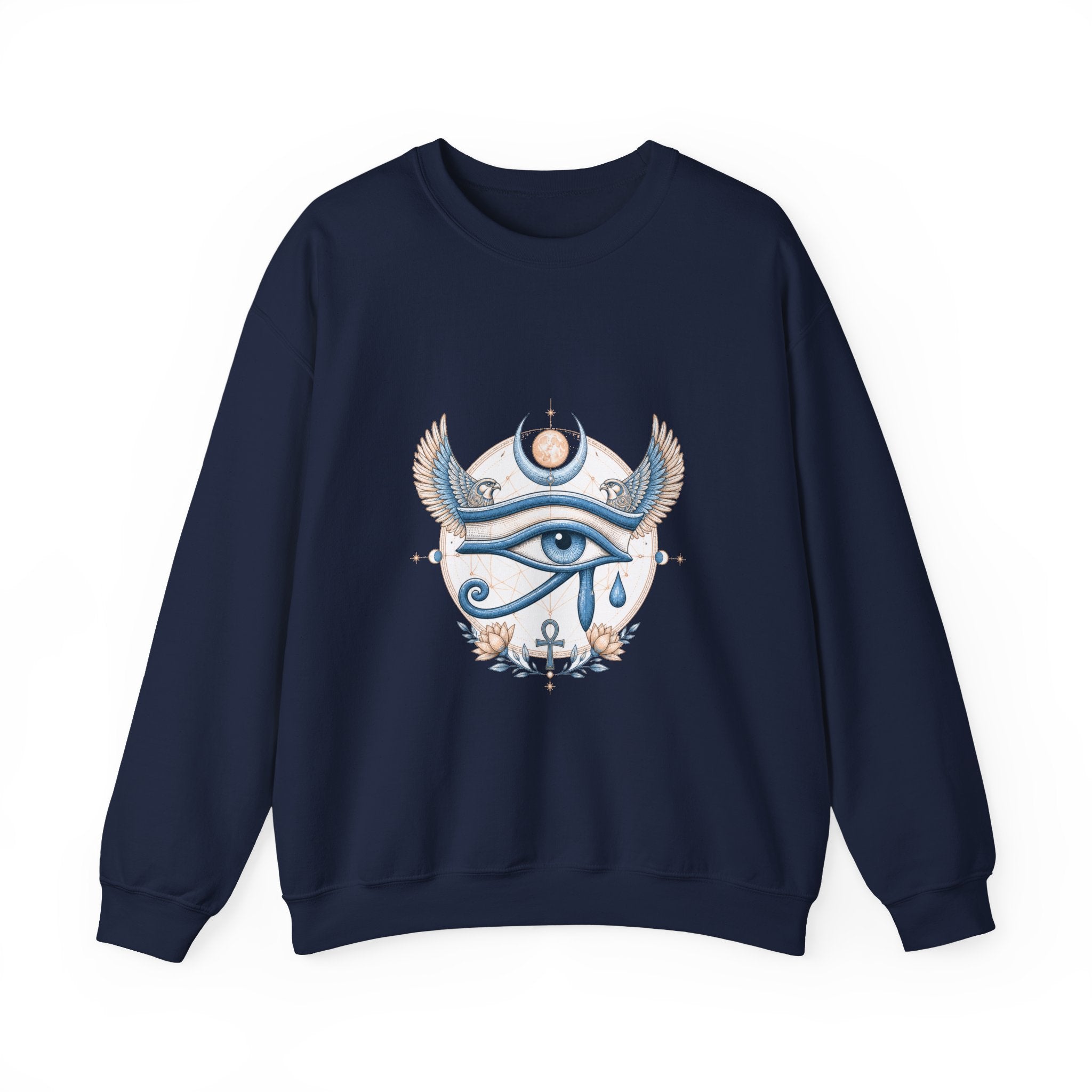 Matching Couple Sweatshirt - Eye of Ra & Horus Matching Couple Comfort Colors Crew Vintage Art His Hers Honeymoon Gift - Design B