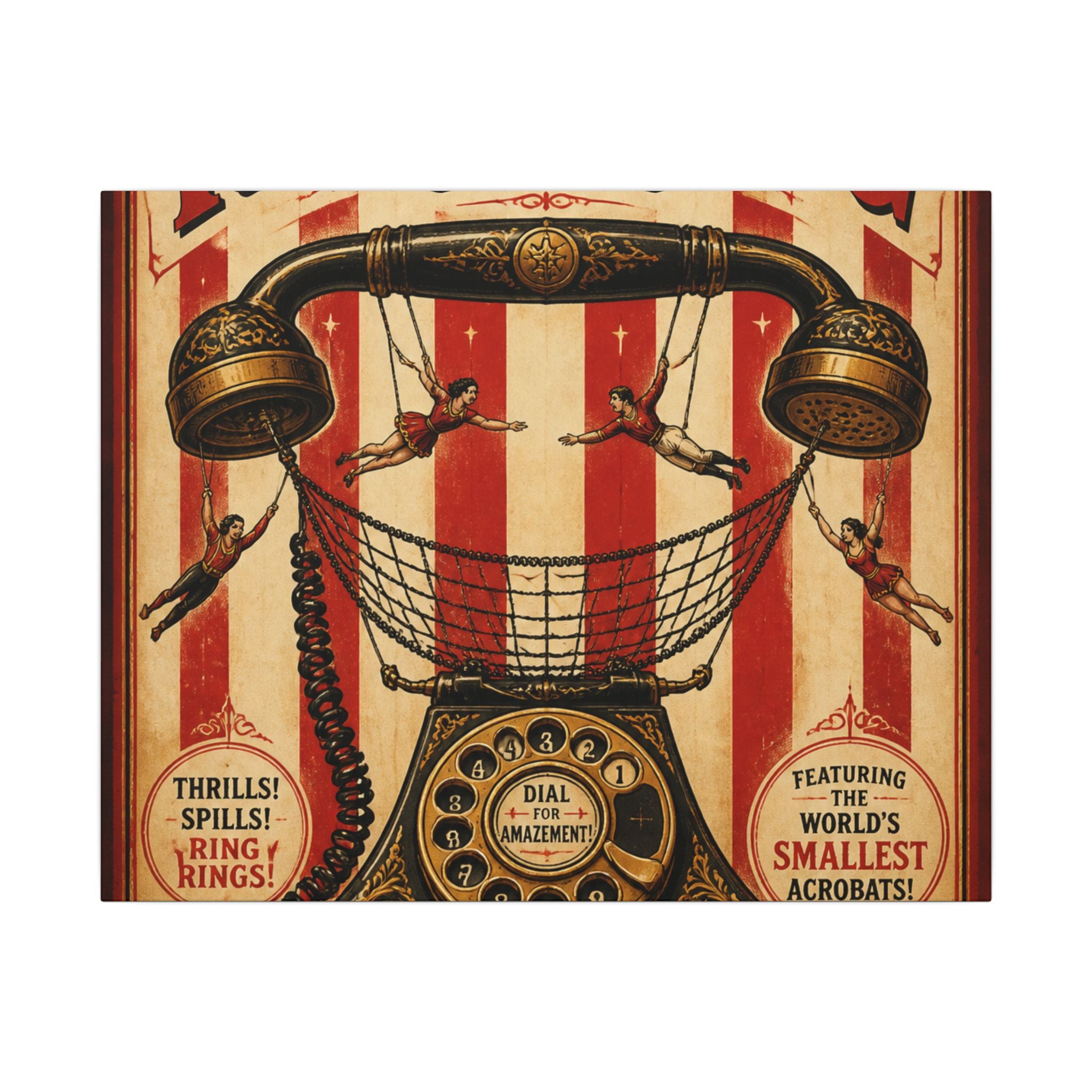Vintage Telephone Booth Wall Art Canvas 16×20 Vintage Circus Kitchen Decor Maximalist Print