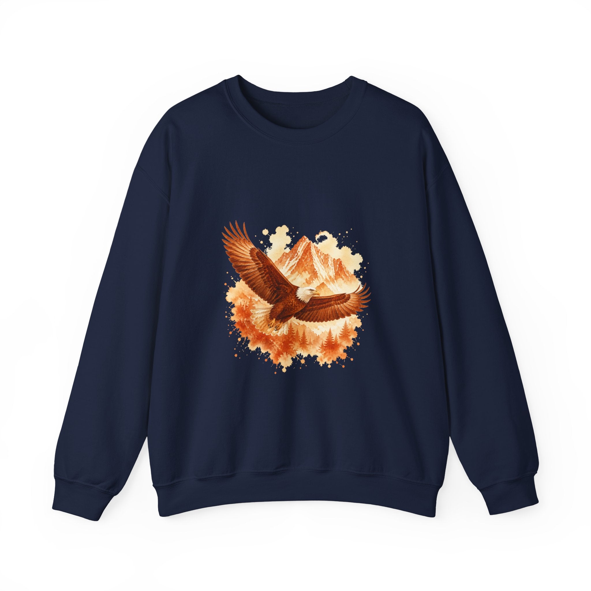 Matching Couple Sweatshirt - Eagle & Whale Matching Couple Premium Fleece Sweatshirt Watercolor Art His Hers Birthday Gift - Design A