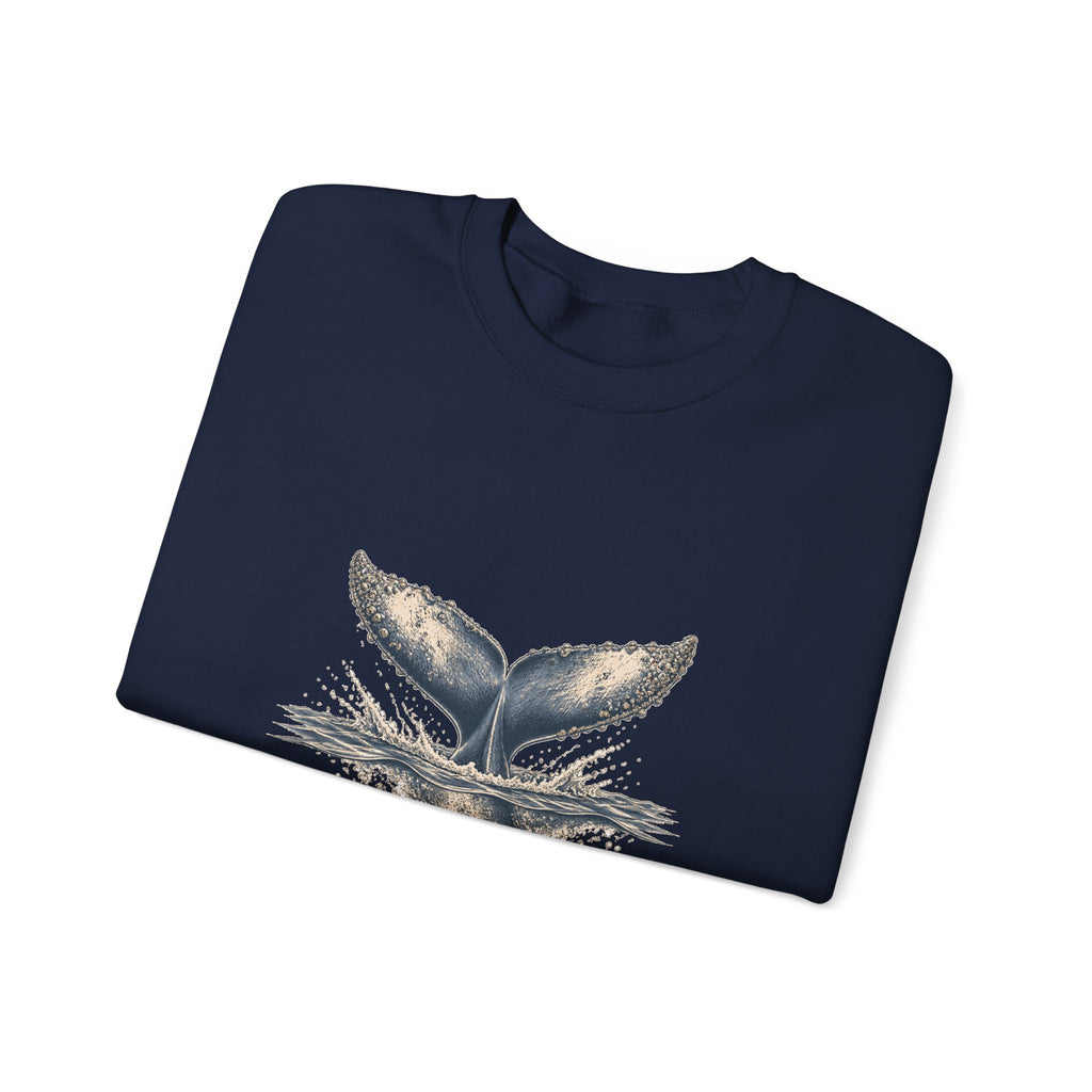 Matching Couple Sweatshirt - Eagle & Whale Matching Couple Crewneck Sweatshirt Hand-Drawn Art His Hers Best Friend Gift - Design B