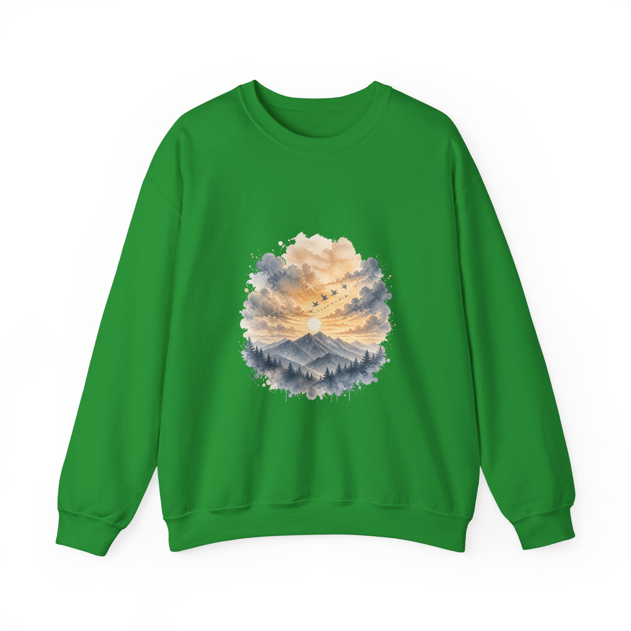 Matching Couple Sweatshirt - Sunrise & Sunset Matching Couple Premium Fleece Sweatshirt Watercolor Art His Hers Birthday Gift - Design B