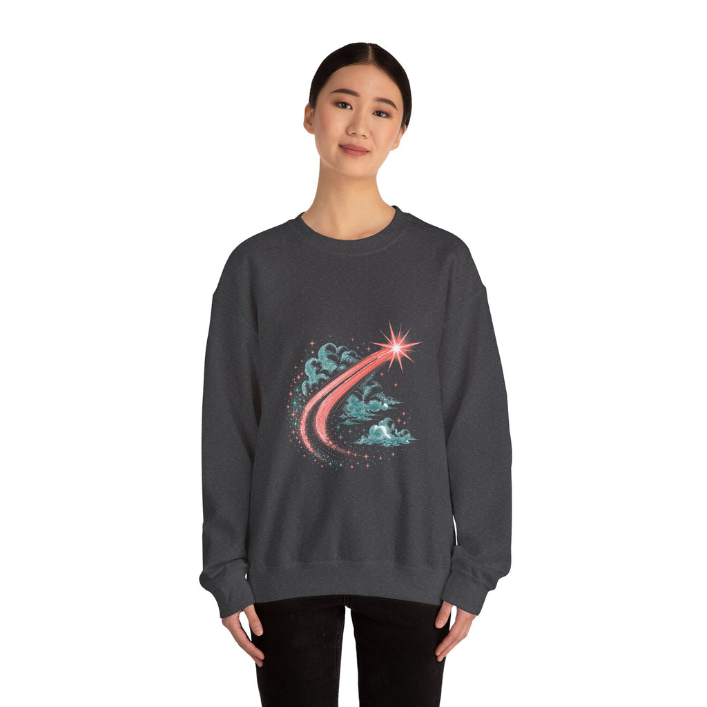 Matching Couple Sweatshirt - Shooting Star & North Star Matching Couple Premium Fleece Sweatshirt Vintage Art His Hers Honeymoon Gift - Design A