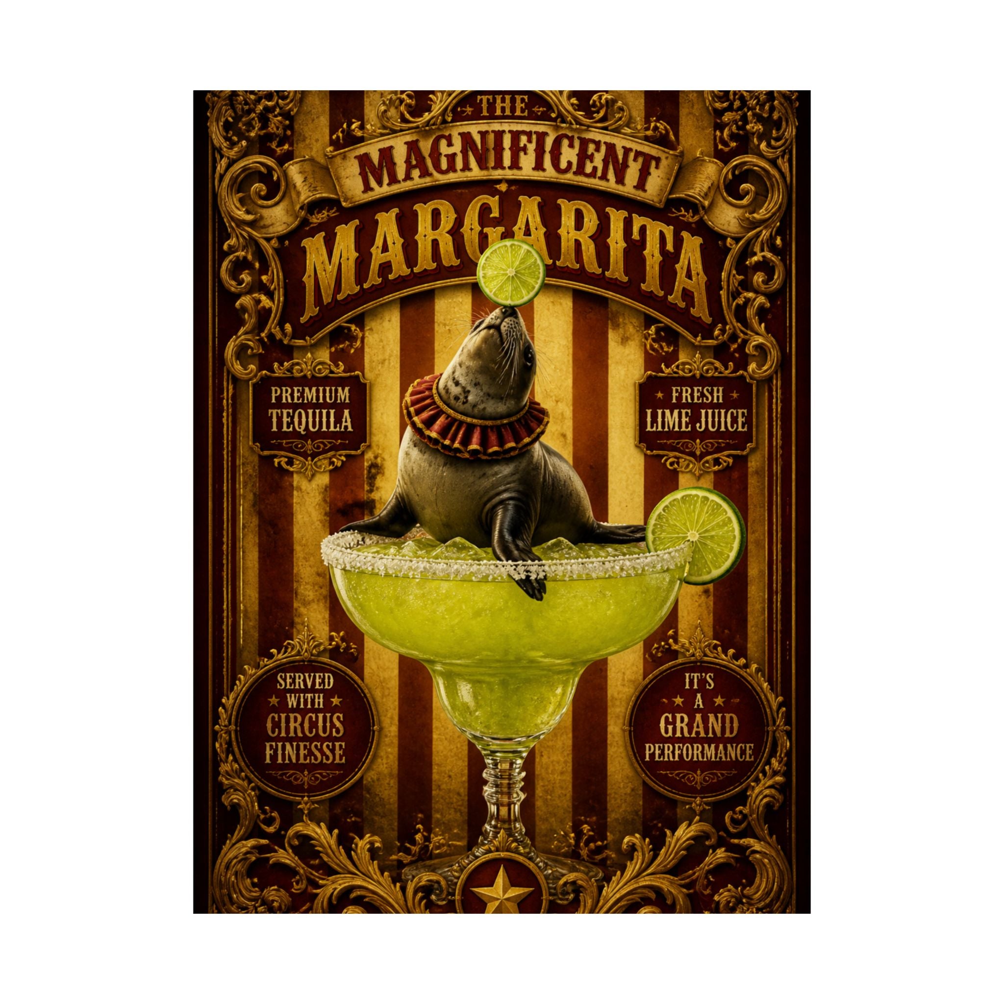 Margarita Balancing Seal Wall Art Poster 24×36 Baroque Studio Decor Maximalist Print