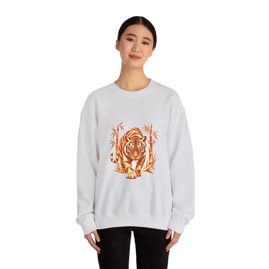 Matching Couple Sweatshirt - Tiger & Crane Matching Couple Premium Fleece Sweatshirt Geometric Art His Hers Love Gift - Design A