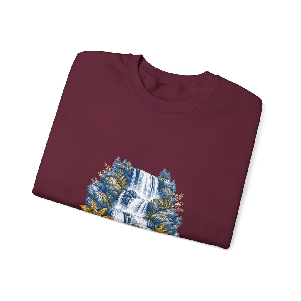 Matching Couple Sweatshirt - Wildfire & Waterfall Matching Couple Comfort Colors Crew Hand-Drawn Art His Hers Anniversary Gift - Design B