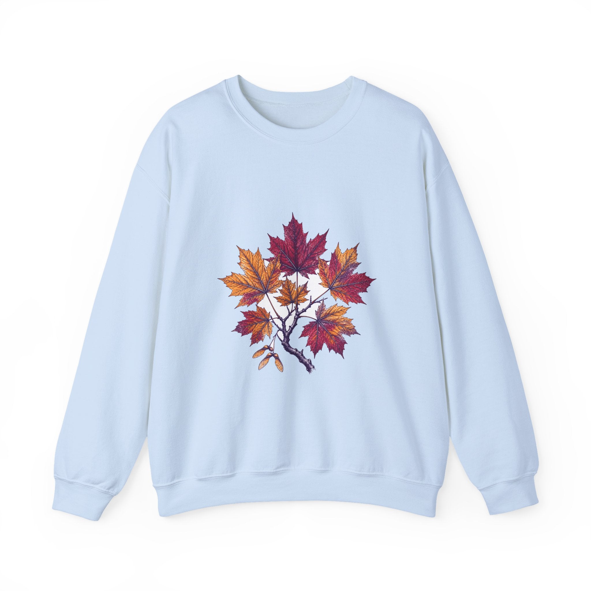 Matching Couple Sweatshirt - Cherry Blossom & Maple Leaf Matching Couple Comfort Colors Crew Hand-Drawn Art His Hers Anniversary Gift - Design B