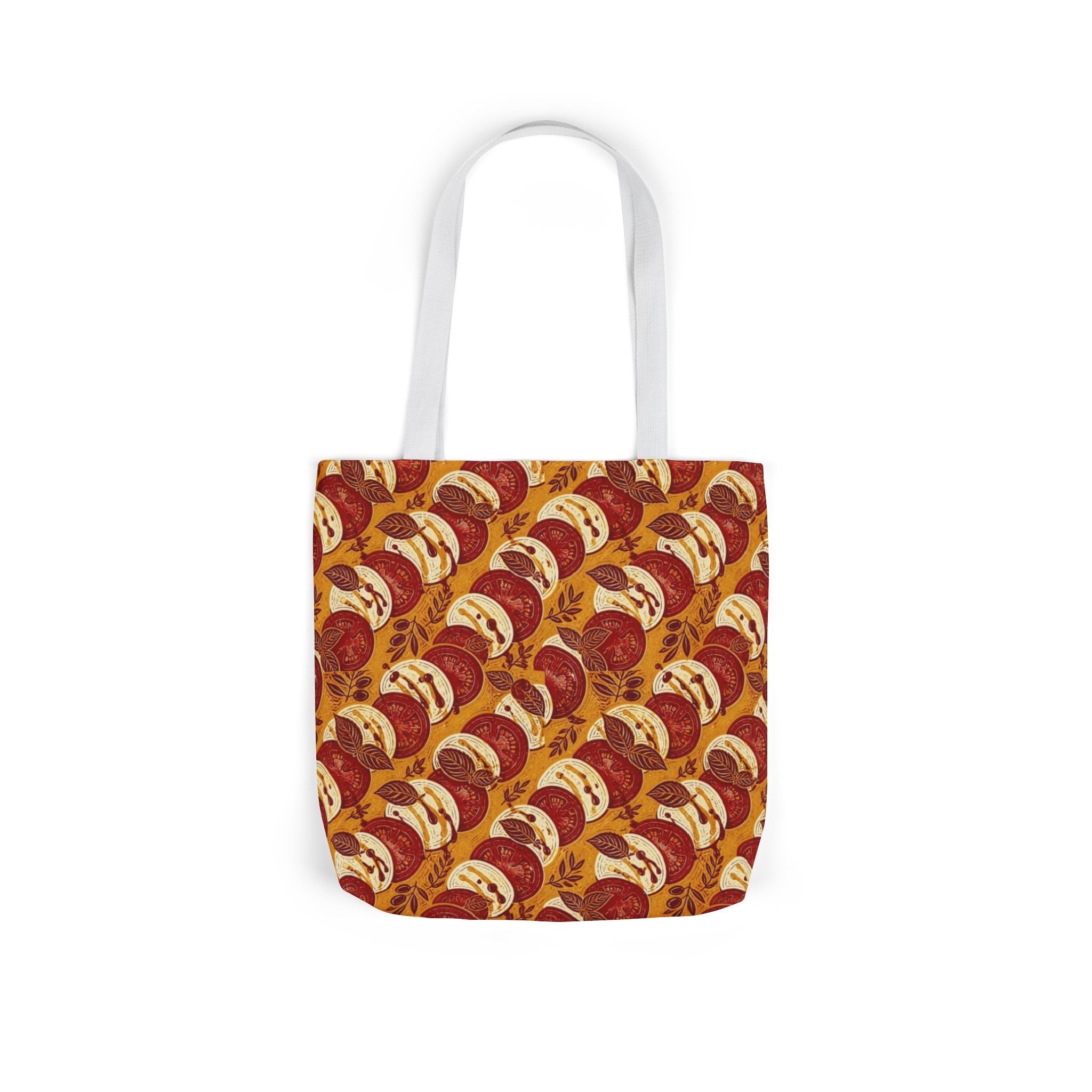 Caprese Arrangement Canvas Tote Bag Mediterranean Kitchen Linocut Design Italian Cottagecore Gift