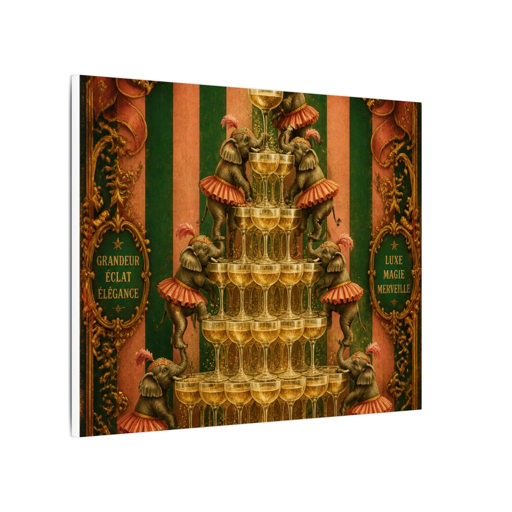 Champagne Tower Elephants Wall Art Canvas 16×20 Baroque Home Office Decor Maximalist Print