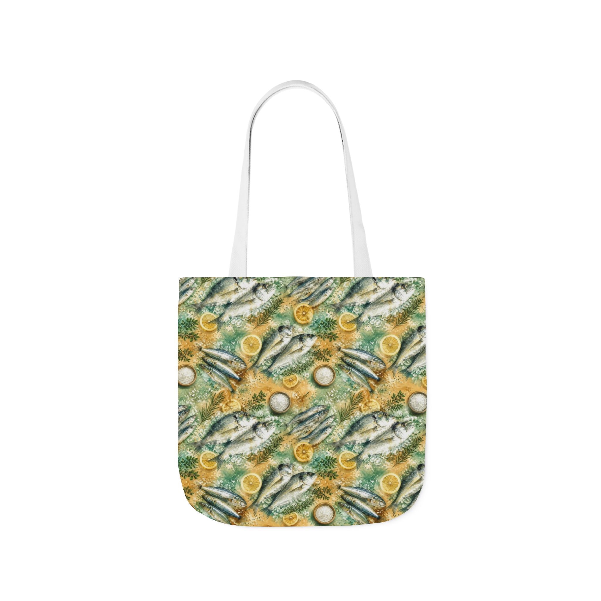 Mediterranean Fish Canvas Tote Bag Mediterranean Kitchen Watercolor Splash Design Italian Cottagecore Gift