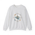 Matching Couple Sweatshirt - Compass North & South Matching Couple Crewneck Sweatshirt Watercolor Art His Hers Engagement Gift - Design A