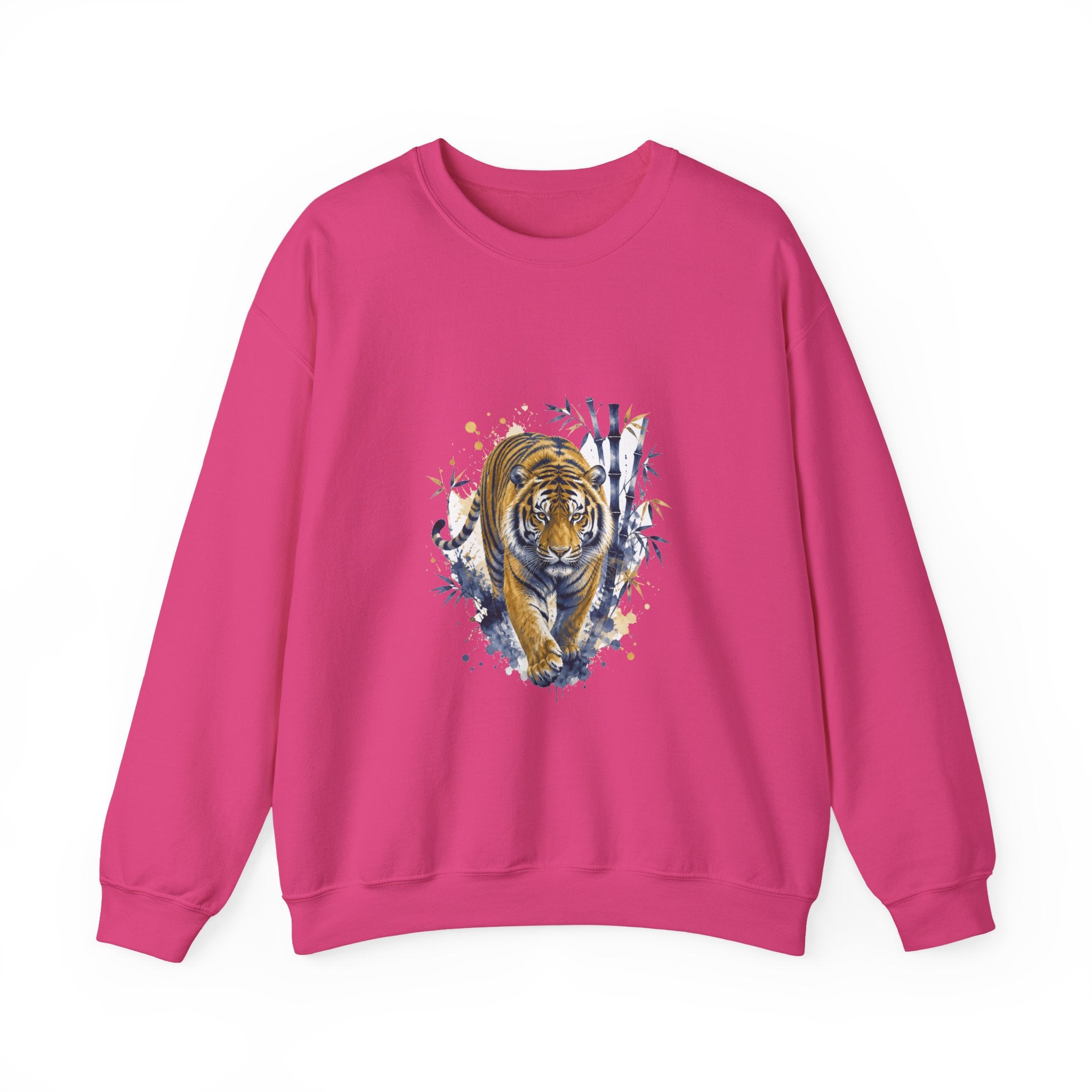 Matching Couple Sweatshirt - Tiger & Crane Matching Couple Crewneck Sweatshirt Watercolor Art His Hers Engagement Gift - Design A