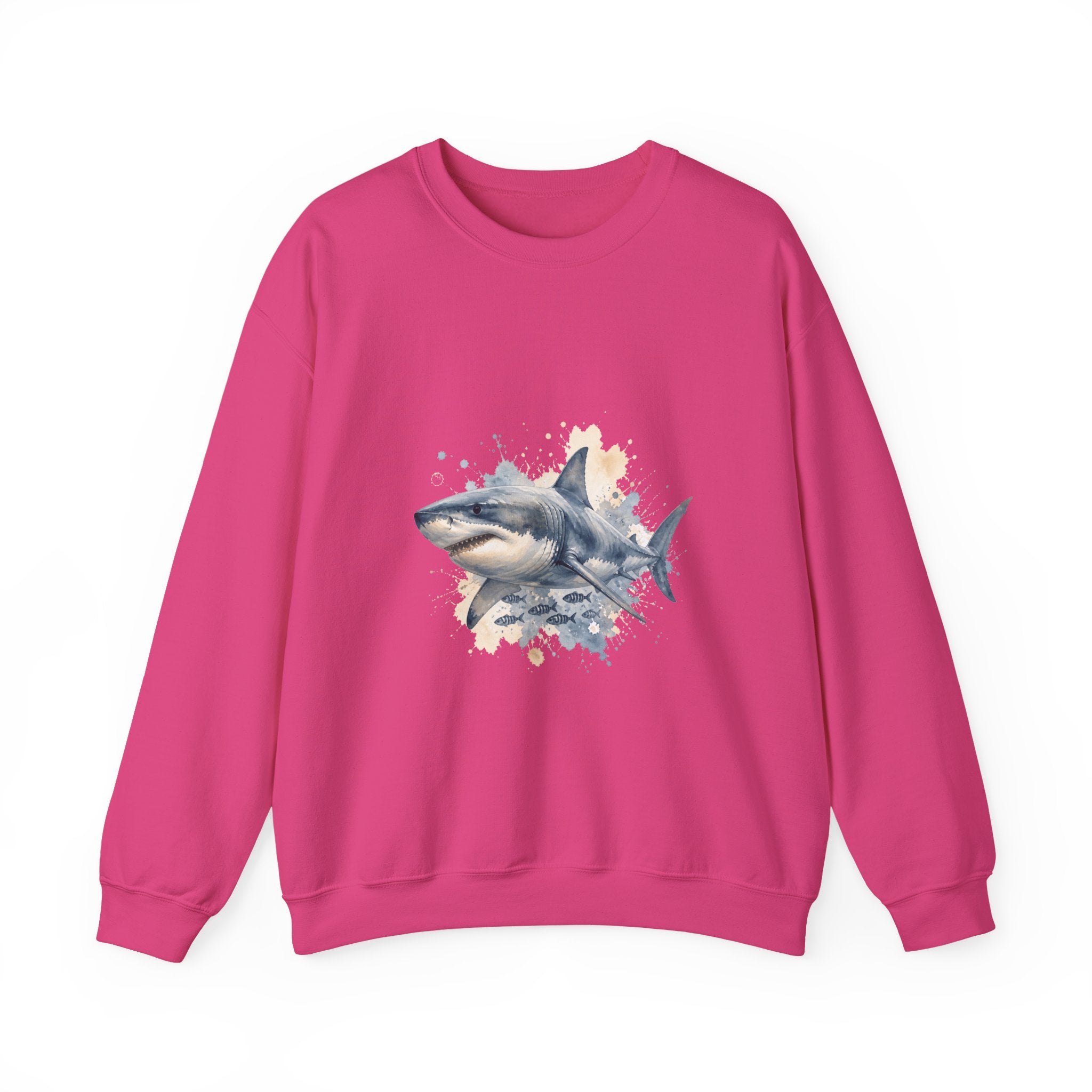 Matching Couple Sweatshirt - Shark & Dolphin Matching Couple Comfort Colors Crew Watercolor Art His Hers Birthday Gift - Design A