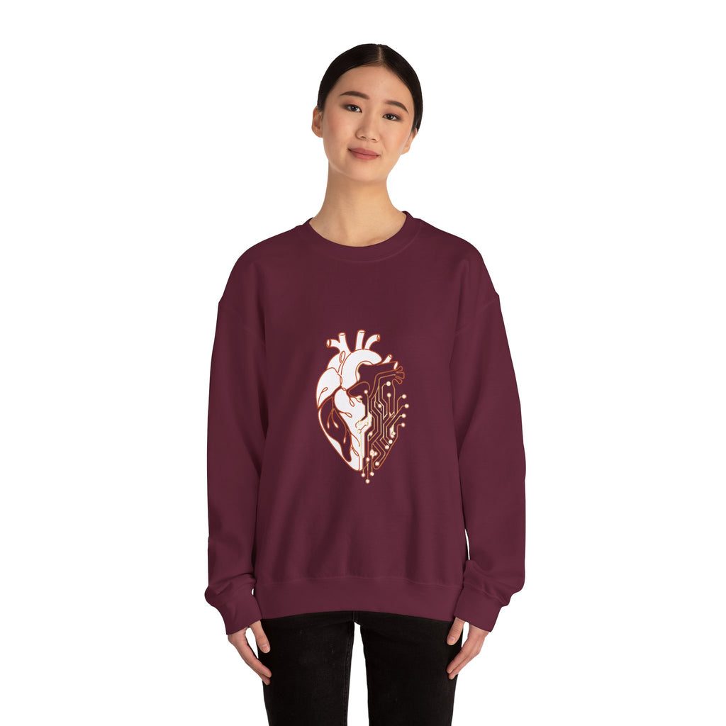 Matching Couple Sweatshirt - Robot & Heart Matching Couple Crewneck Sweatshirt Minimalist Art His Hers Valentine Gift - Design B