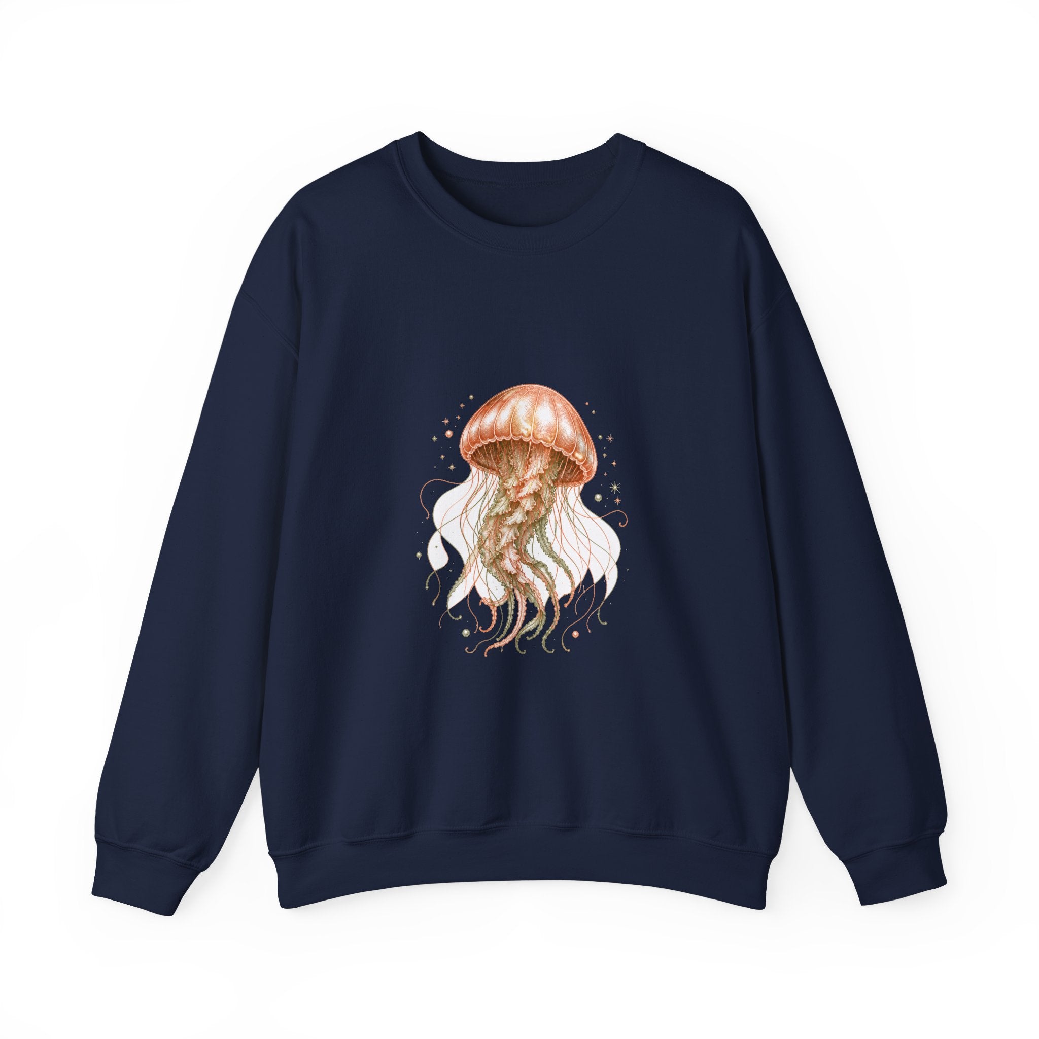 Matching Couple Sweatshirt - Octopus & Jellyfish Matching Couple Comfort Colors Crew Hand-Drawn Art His Hers Anniversary Gift - Design B
