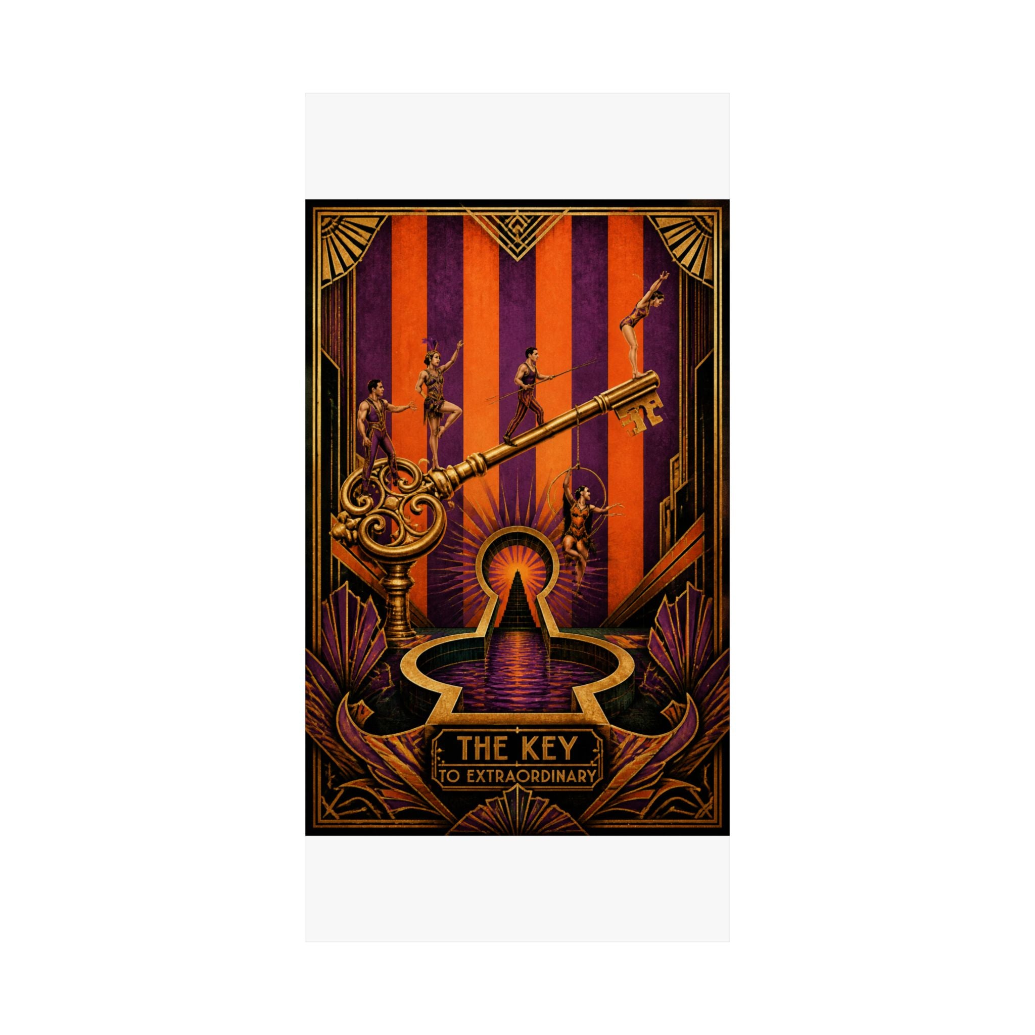 Giant Key Performance Wall Art Poster 24×36 Art Deco Bar Area Decor Maximalist Print