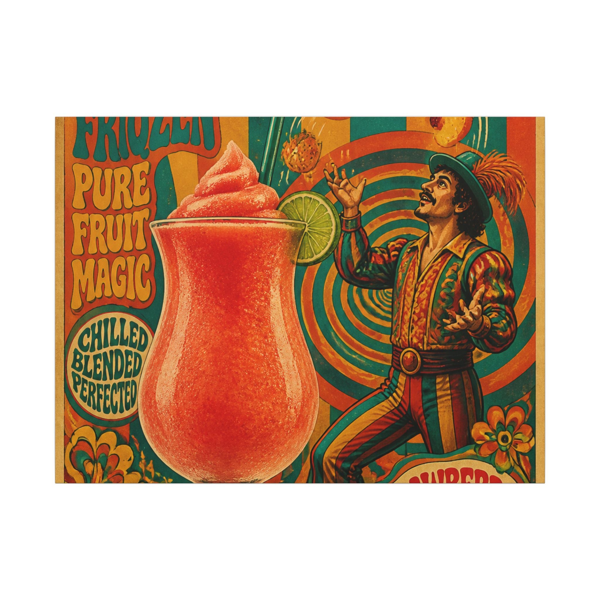 Daiquiri Fruit Juggler Wall Art Canvas 16×20 Psychedelic Cafe Decor Maximalist Print