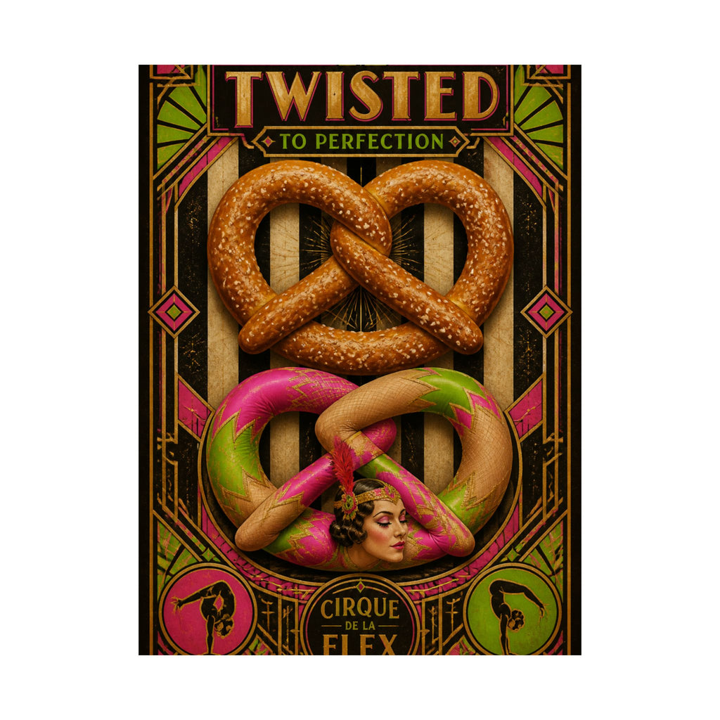 Pretzel Contortionist Wall Art Poster 24×36 Art Deco Bar Area Decor Maximalist Print