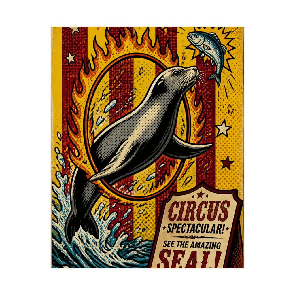 Seal Fire Hoop Wall Art Poster 18×24 Pop Art Living Room Decor Maximalist Print