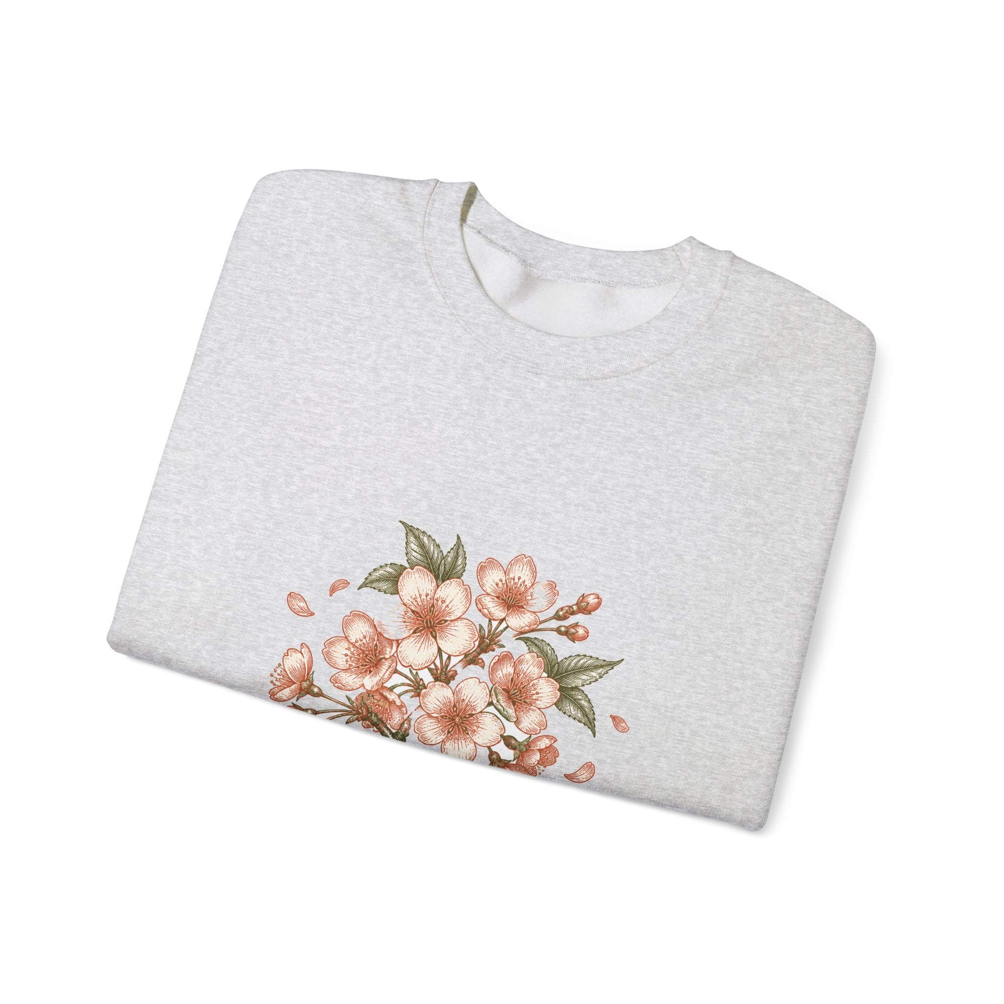 Matching Couple Sweatshirt - Cherry Blossom & Maple Leaf Matching Couple Comfort Colors Crew Vintage Art His Hers Honeymoon Gift - Design A