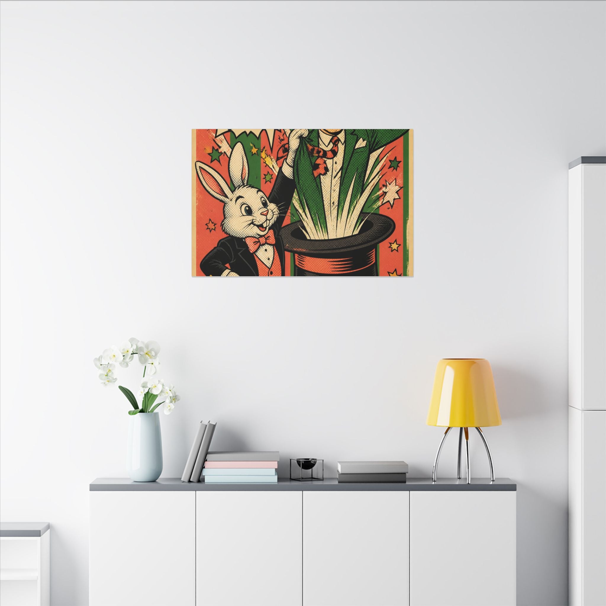 Magic Hat Rabbit Wall Art Canvas 16×20 Pop Art Living Room Decor Maximalist Print