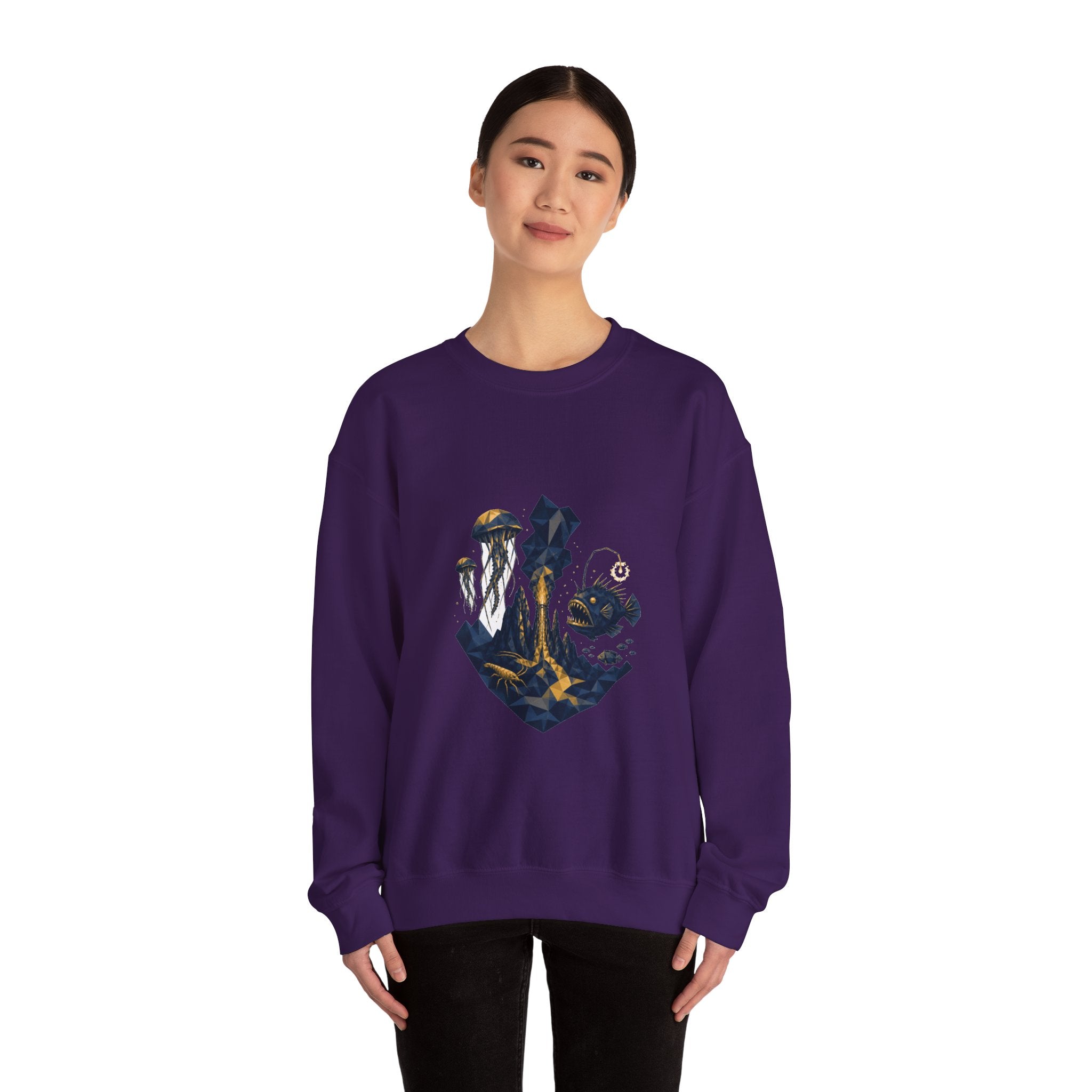 Matching Couple Sweatshirt - Coral Reef & Deep Sea Matching Couple Premium Fleece Sweatshirt Geometric Art His Hers Love Gift - Design B