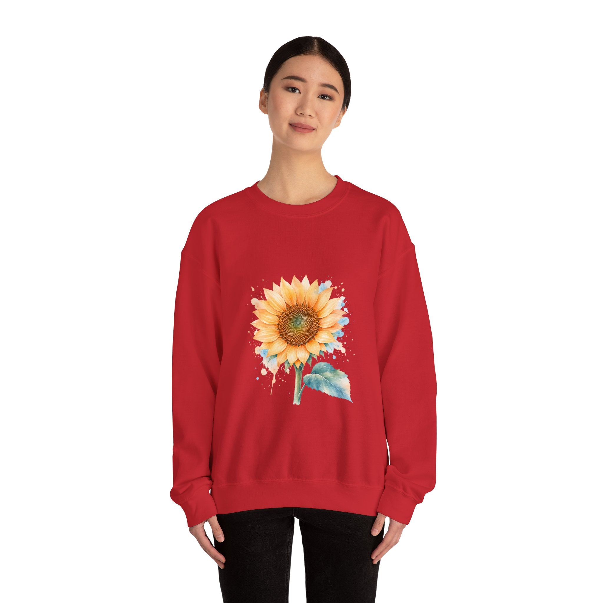 Matching Couple Sweatshirt - Sunflower & Moonflower Matching Couple Crewneck Sweatshirt Watercolor Art His Hers Engagement Gift - Design A