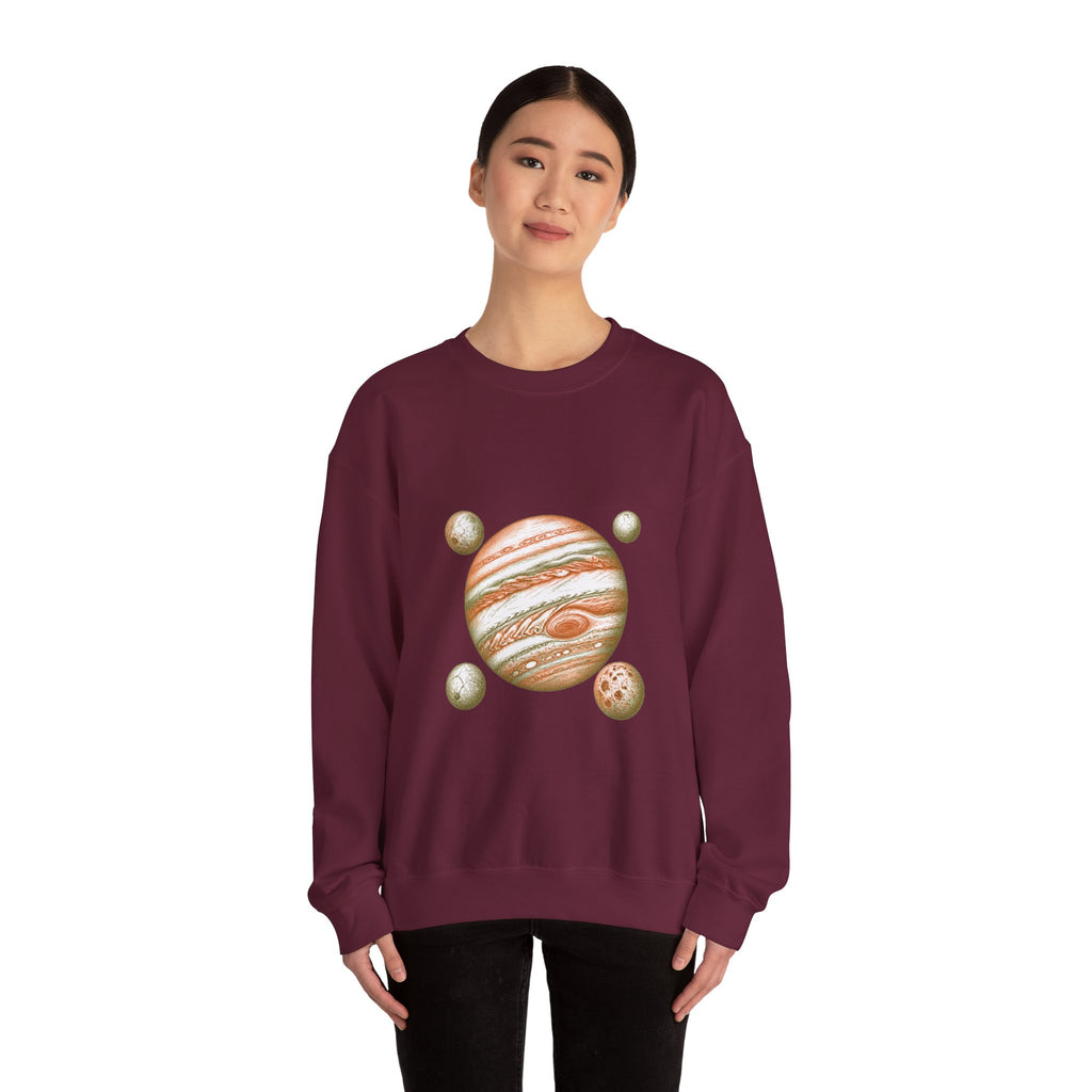 Matching Couple Sweatshirt - Saturn & Jupiter Matching Couple Comfort Colors Crew Hand-Drawn Art His Hers Anniversary Gift - Design B