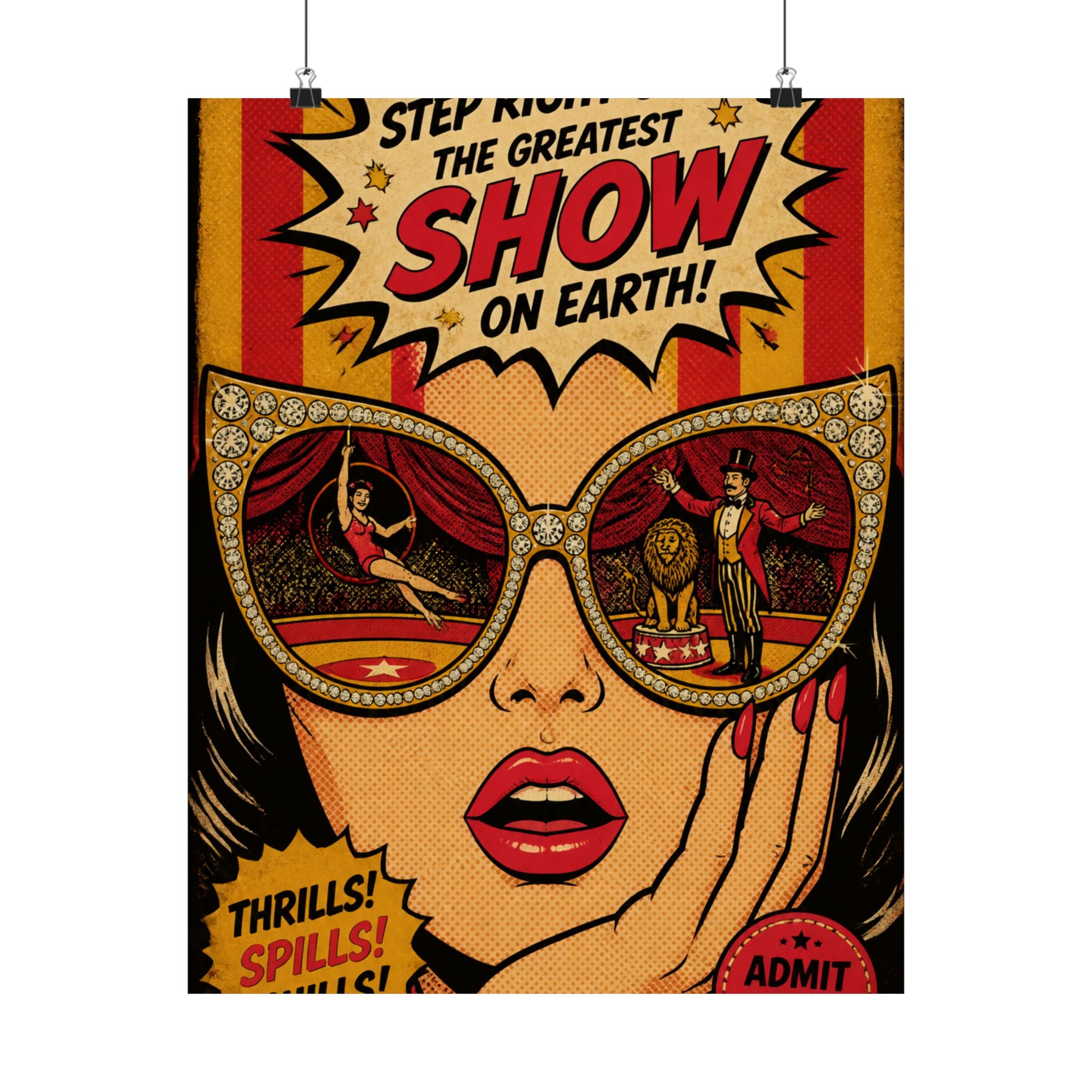 Sunglasses Circus Ring Wall Art Poster 18×24 Pop Art Living Room Decor Maximalist Print