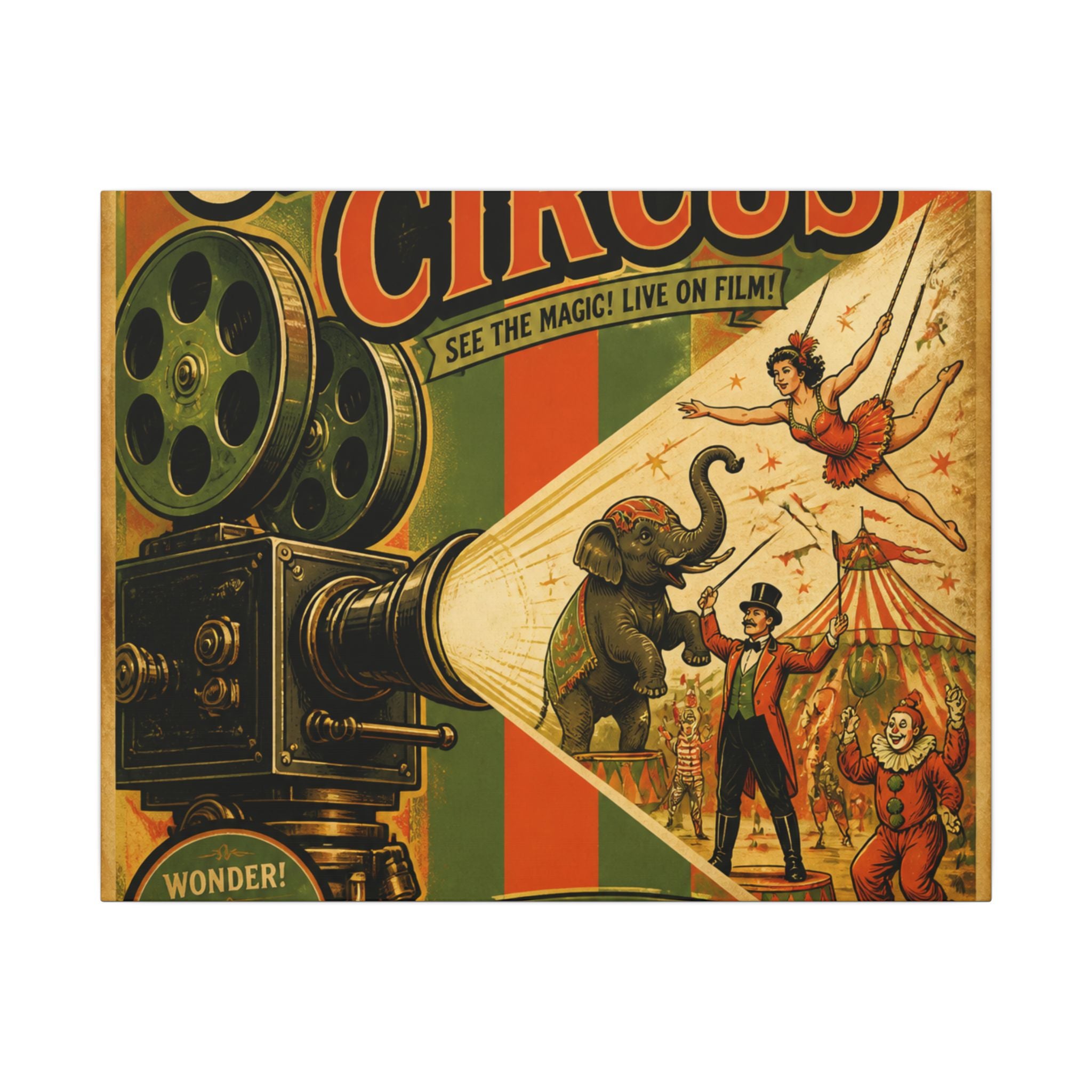 Film Camera Projector Show Wall Art Canvas 16×20 Vintage Circus Kitchen Decor Maximalist Print