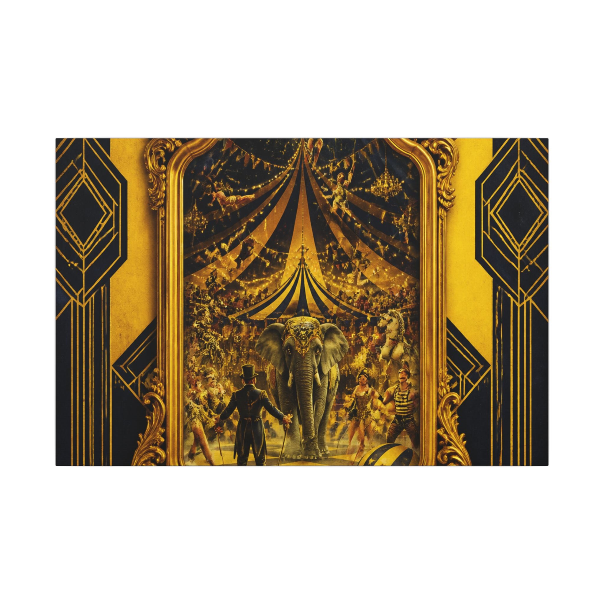Vintage Mirror Circus Wall Art Canvas 16×20 Art Deco Entryway Decor Maximalist Print