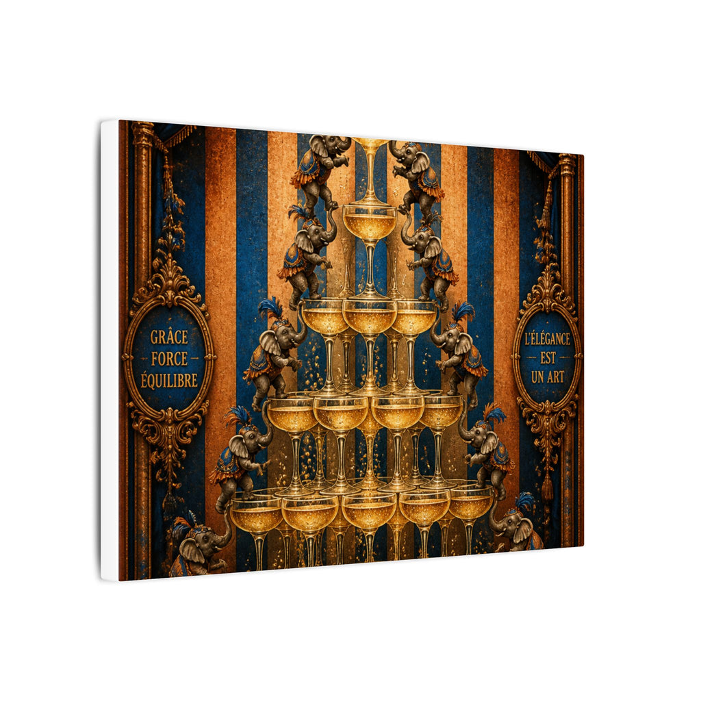Champagne Tower Elephants Wall Art Canvas 24×36 Baroque Studio Decor Maximalist Print