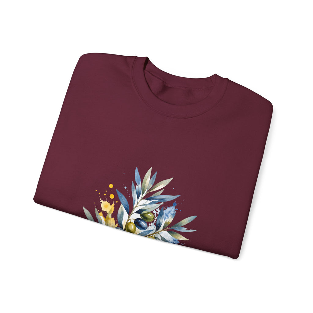 Matching Couple Sweatshirt - Olive Branch & Fig Matching Couple Premium Fleece Sweatshirt Watercolor Art His Hers Birthday Gift - Design A