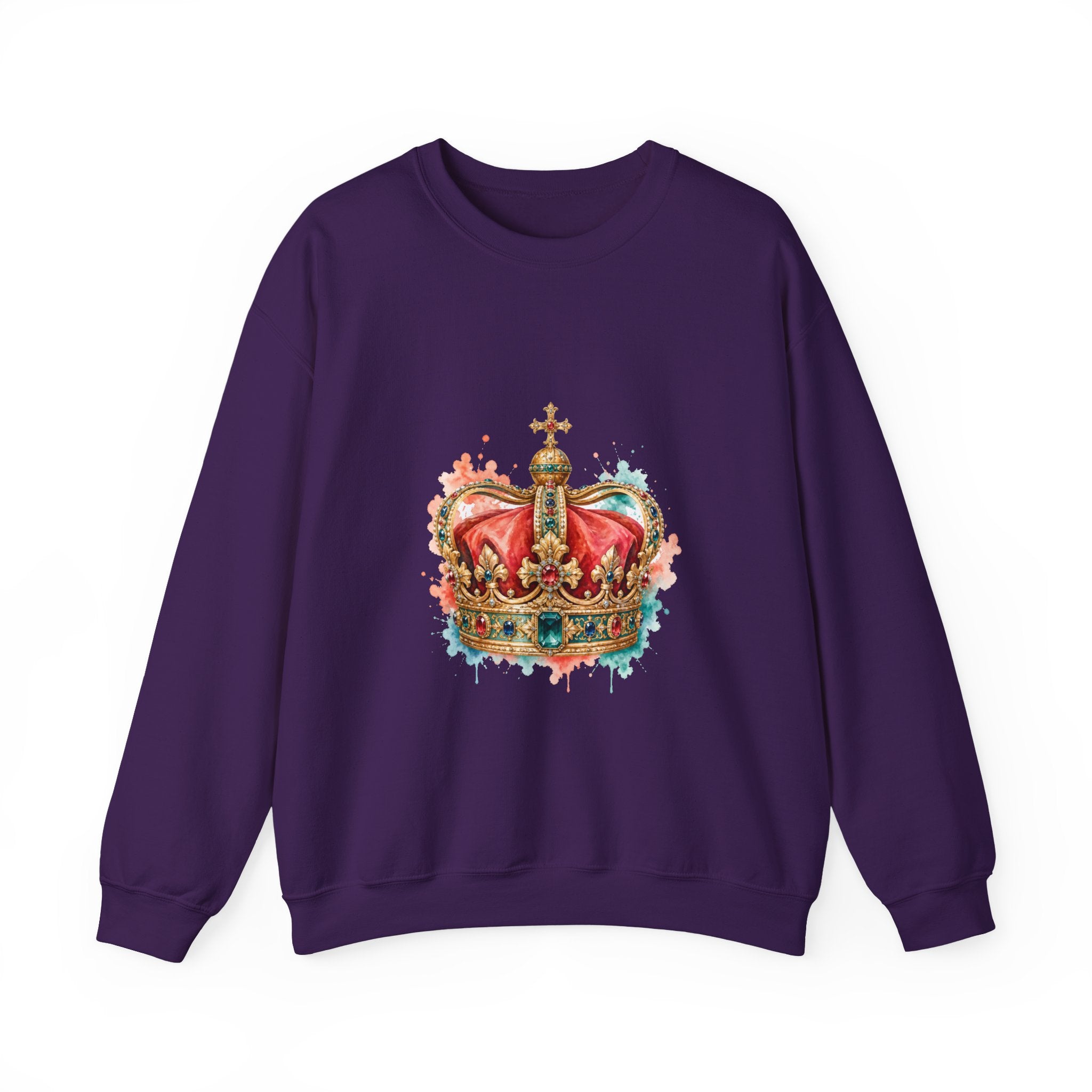 Matching Couple Sweatshirt - Crown & Shield Matching Couple Comfort Colors Crew Watercolor Art His Hers Birthday Gift - Design A