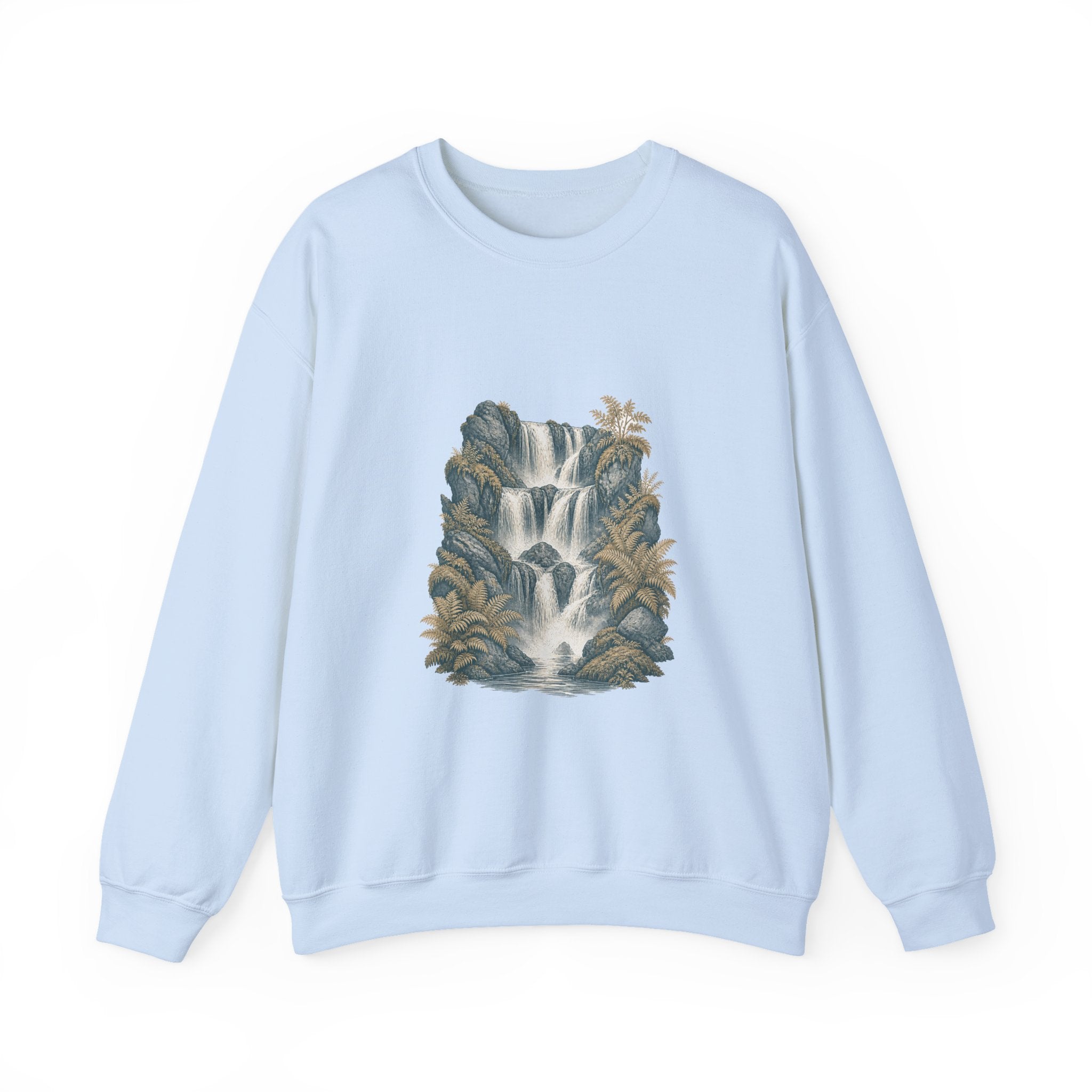 Matching Couple Sweatshirt - Wildfire & Waterfall Matching Couple Crewneck Sweatshirt Vintage Art His Hers Wedding Gift - Design B