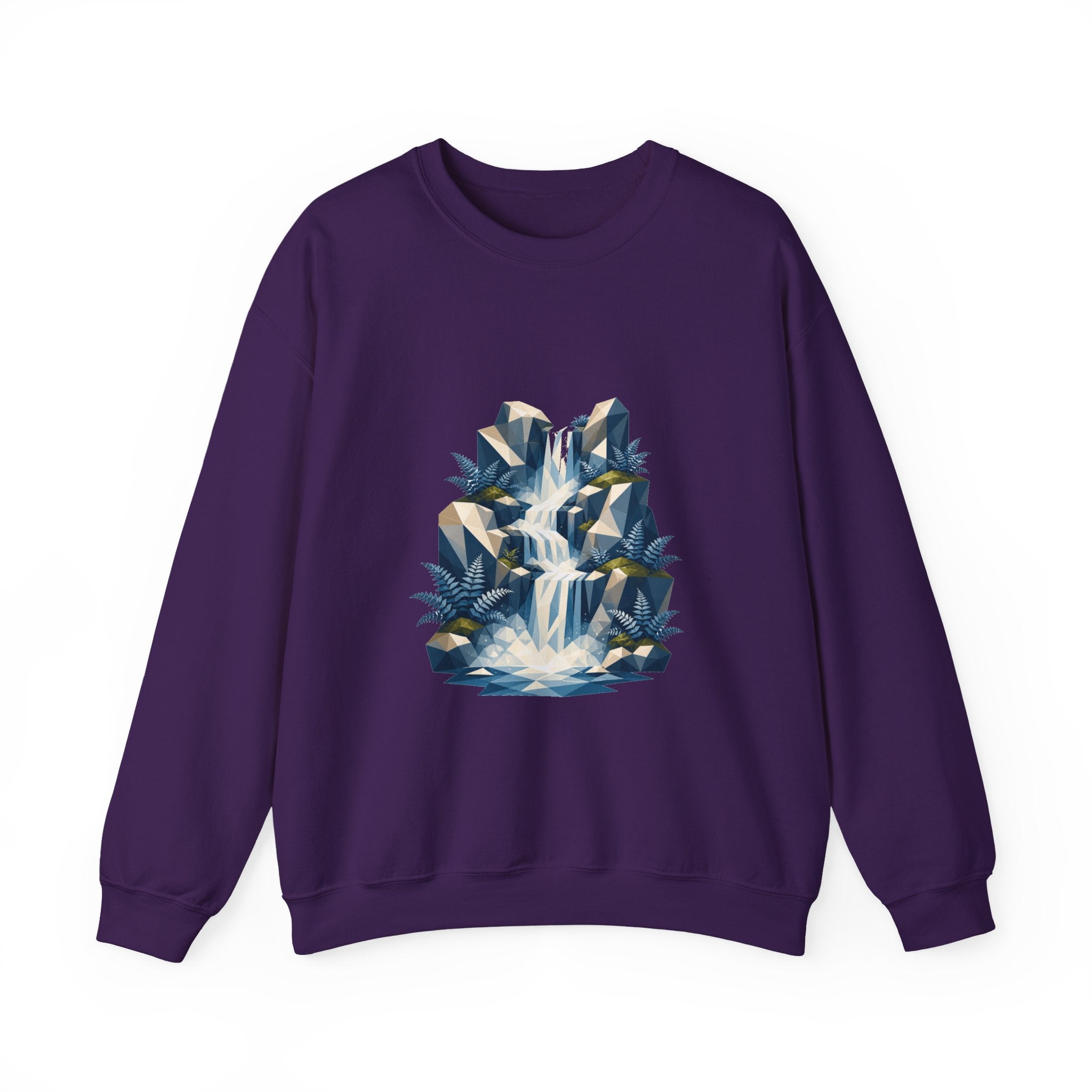 Matching Couple Sweatshirt - Wildfire & Waterfall Matching Couple Crewneck Sweatshirt Geometric Art His Hers Couple Gift - Design B