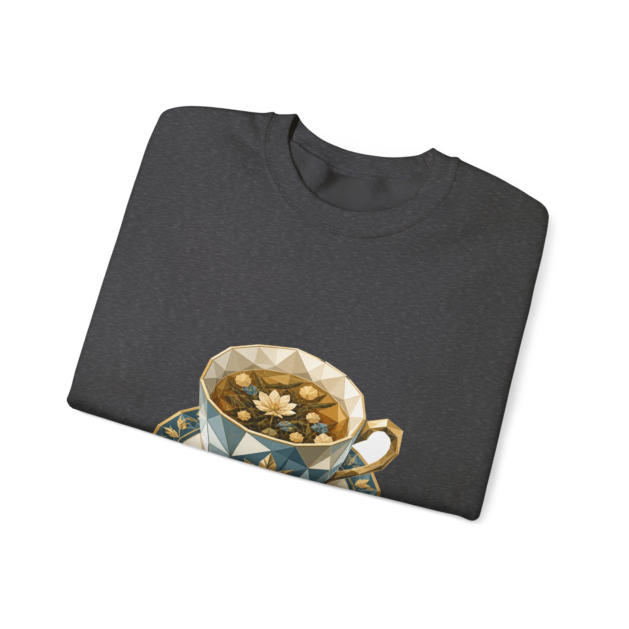 Matching Couple Sweatshirt - Coffee & Tea Matching Couple Premium Fleece Sweatshirt Geometric Art His Hers Love Gift - Design B