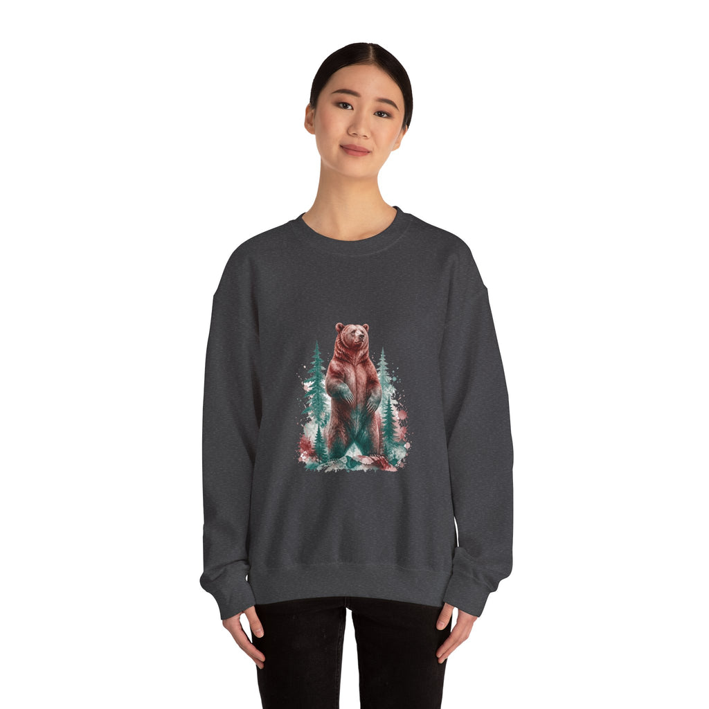 Matching Couple Sweatshirt - Bear & Deer Matching Couple Comfort Colors Crew Watercolor Art His Hers Birthday Gift - Design A