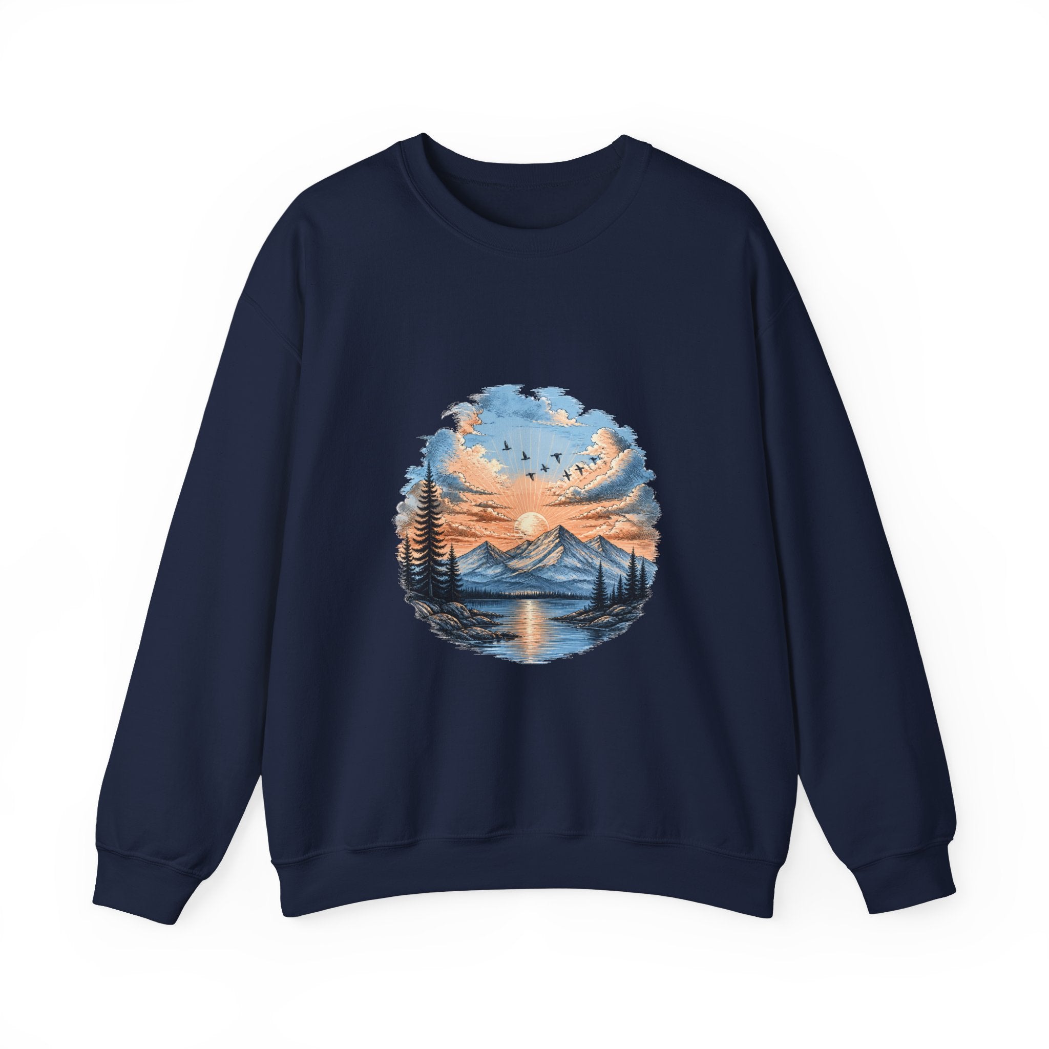 Matching Couple Sweatshirt - Sunrise & Sunset Matching Couple Crewneck Sweatshirt Hand-Drawn Art His Hers Best Friend Gift - Design B