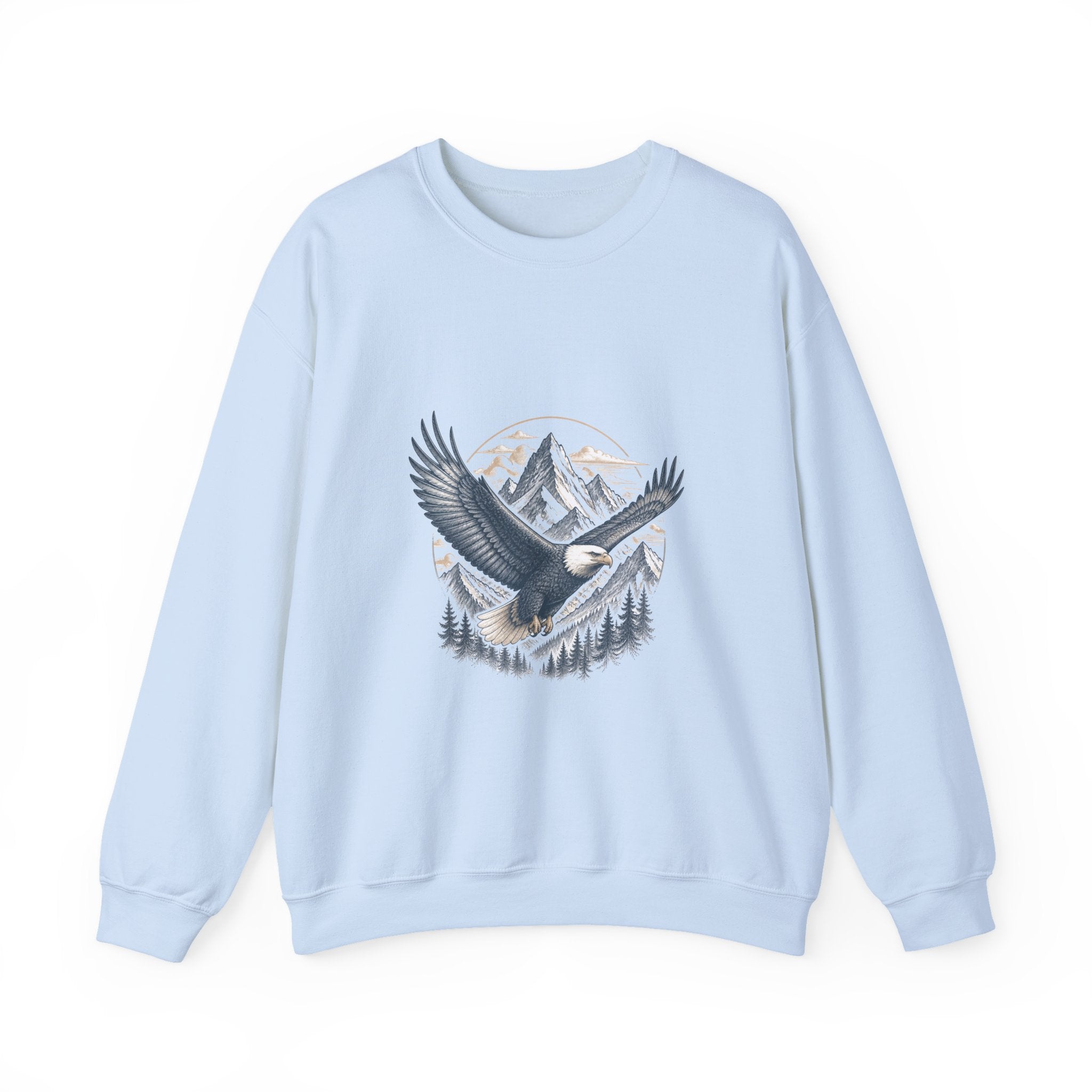 Matching Couple Sweatshirt - Eagle & Whale Matching Couple Crewneck Sweatshirt Hand-Drawn Art His Hers Best Friend Gift - Design A