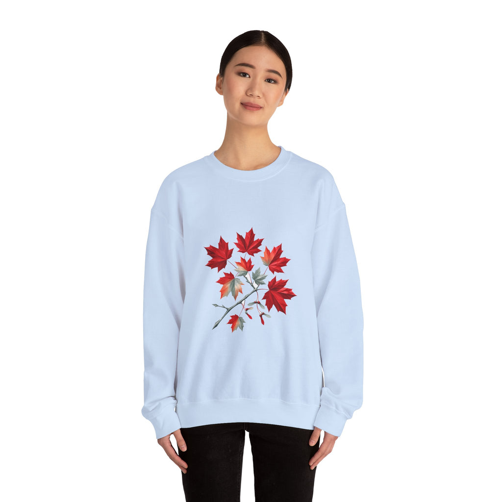 Matching Couple Sweatshirt - Cherry Blossom & Maple Leaf Matching Couple Crewneck Sweatshirt Geometric Art His Hers Couple Gift - Design B
