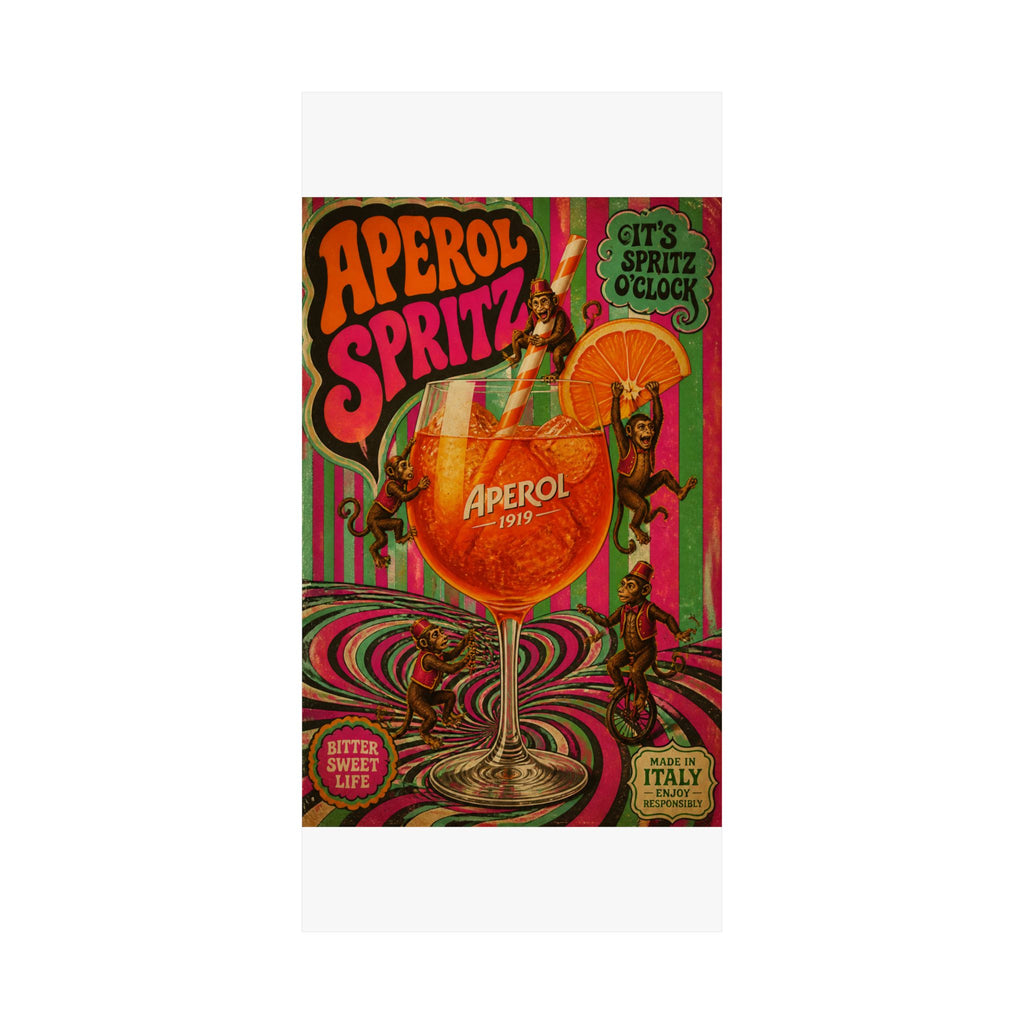 Aperol Spritz Monkeys Wall Art Poster 24×36 Psychedelic Dining Room Decor Maximalist Print