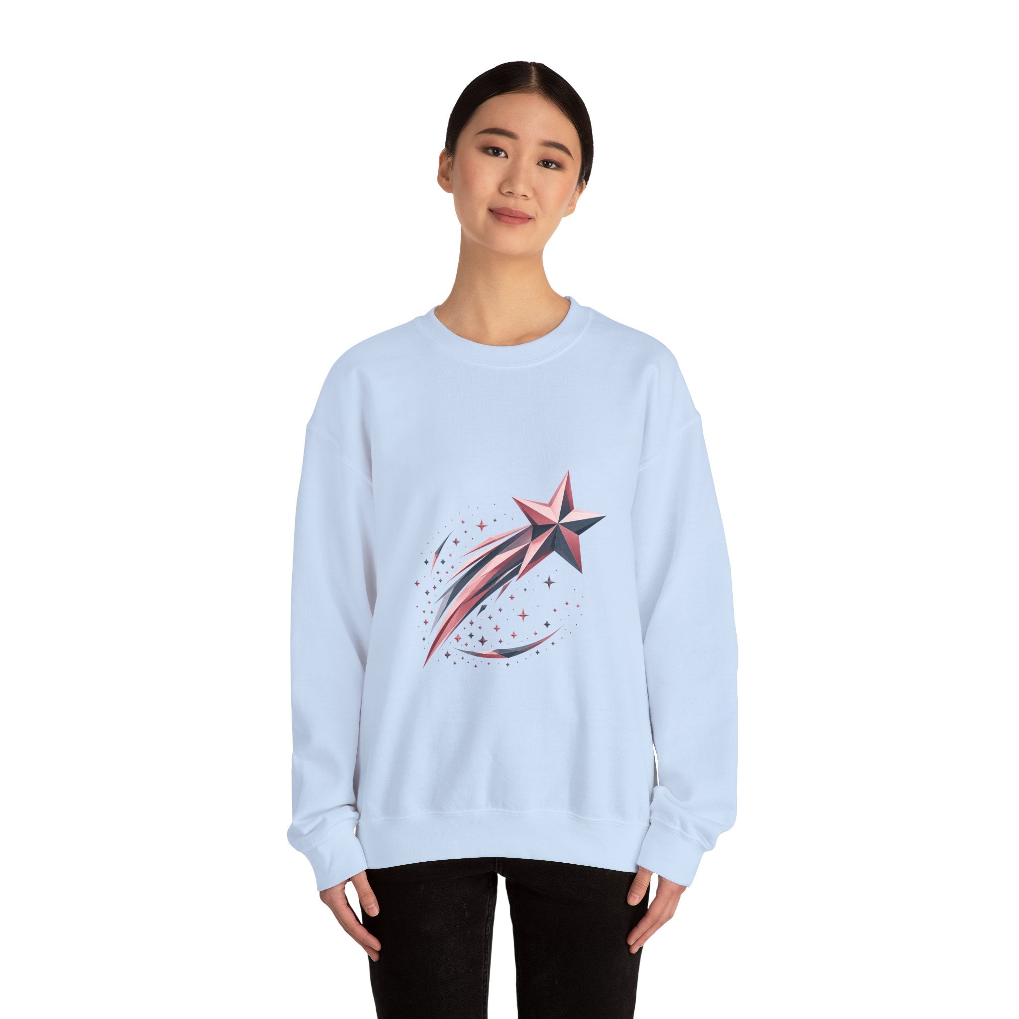 Matching Couple Sweatshirt - Shooting Star & North Star Matching Couple Crewneck Sweatshirt Geometric Art His Hers Couple Gift - Design A